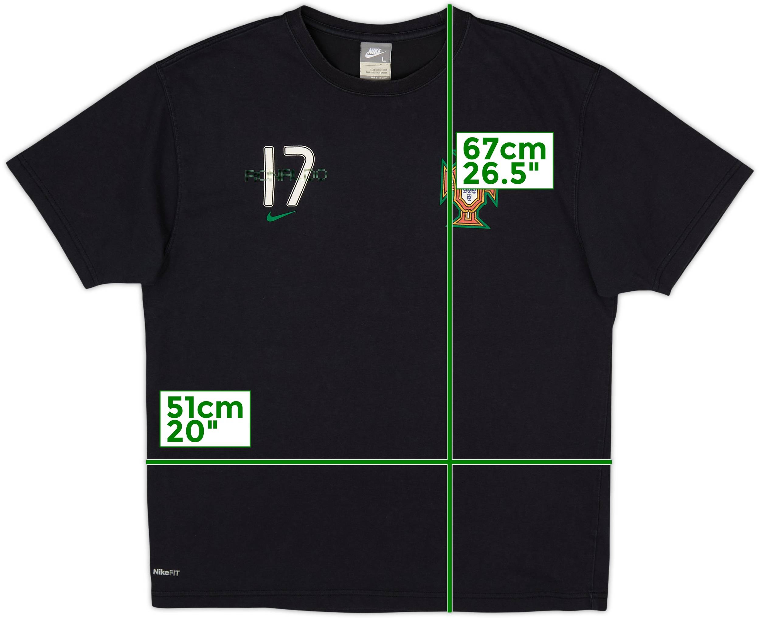 2008-09 Portugal Nike Cristiano Ronaldo Cotton Tee - 10/10 - (L)