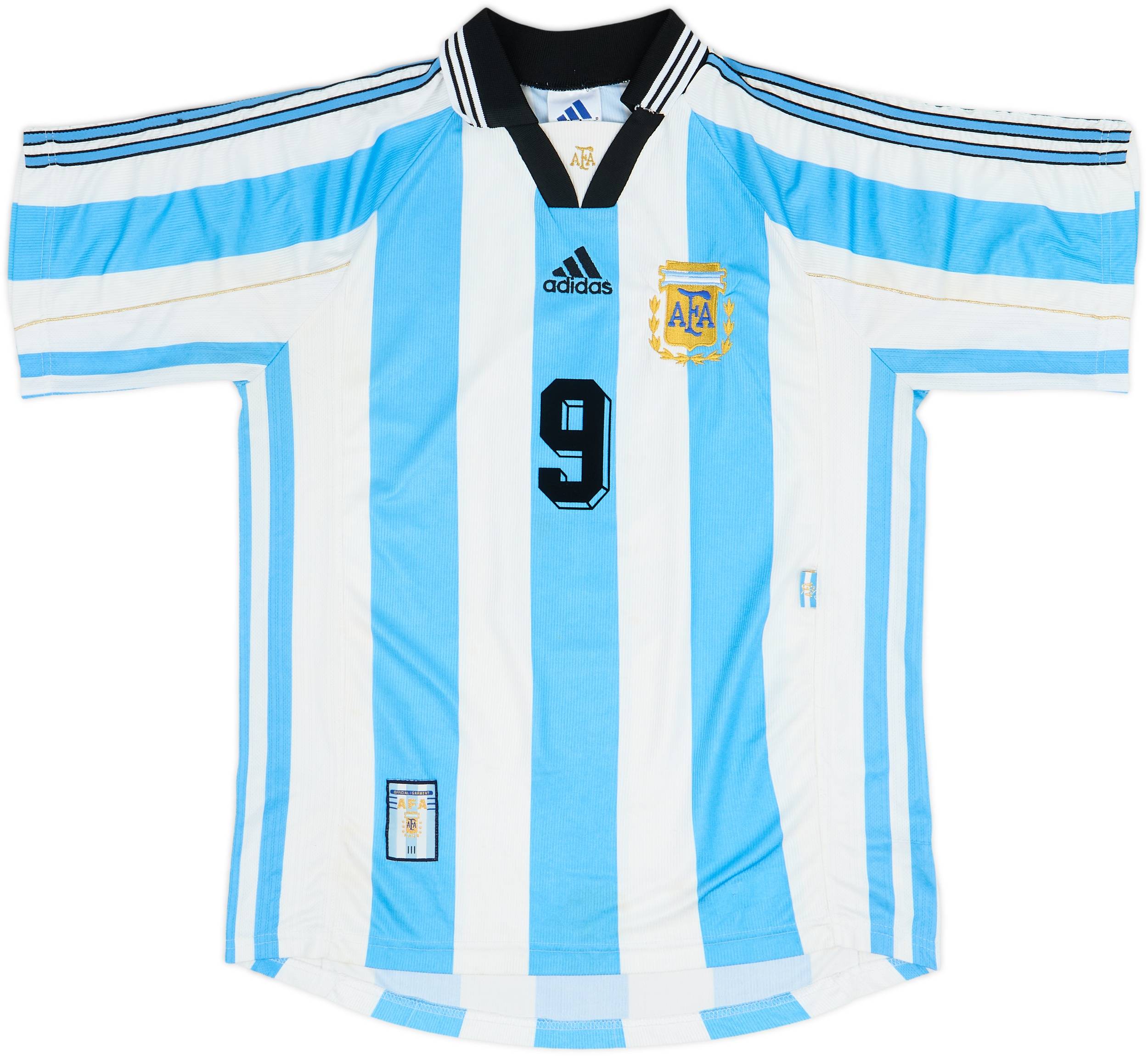 1998-99 Argentina Home Shirt Batistuta #9 - 6/10 - (L)