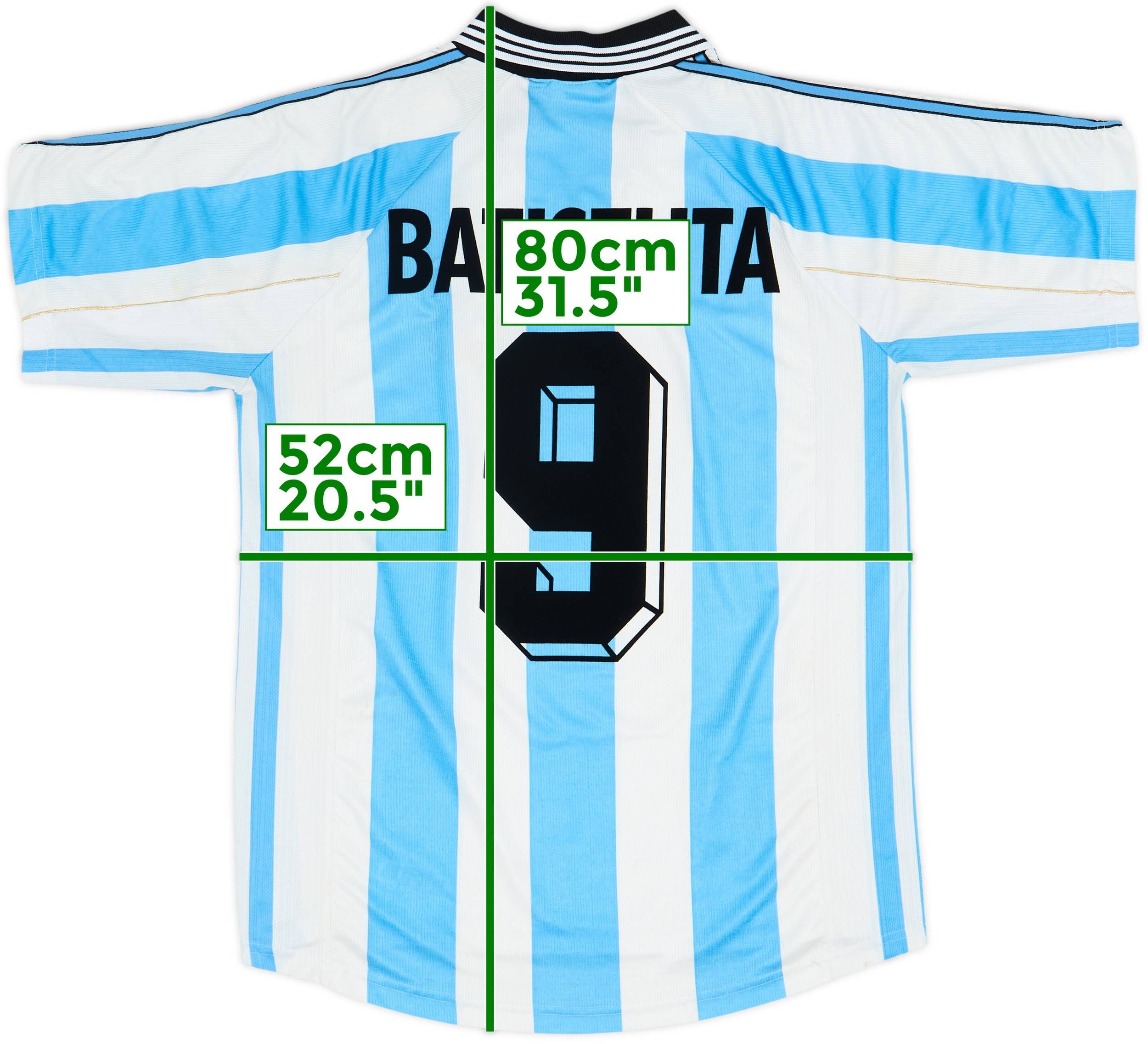 1998-99 Argentina Home Shirt Batistuta #9 - 6/10 - (L)