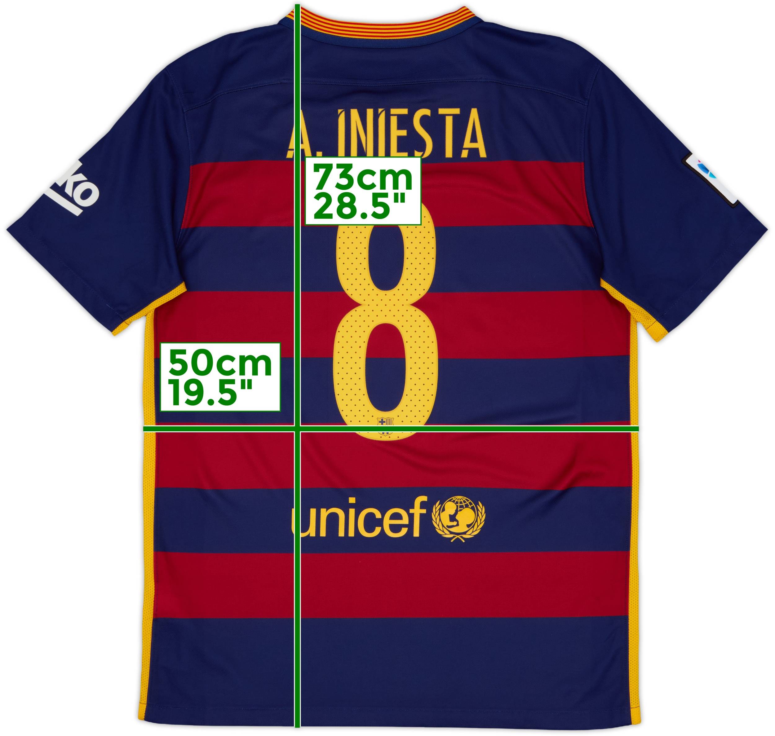 2015-16 Barcelona Home Shirt A.Iniesta #8 - 7/10 - (M)