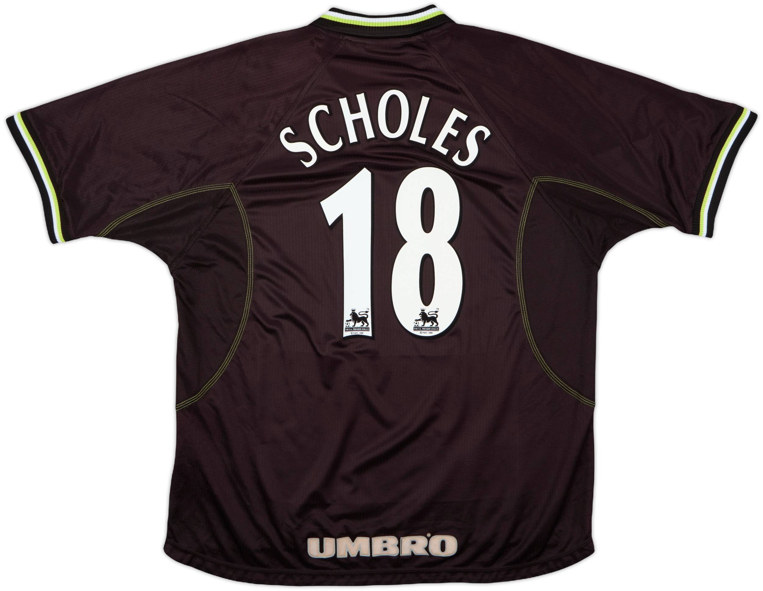 マンチェスターユナイテッド スコールズ 18番 XLサイズ 1998-99 Manchester United Third Shirt Scholes #18 - 9/10 - (XXL)