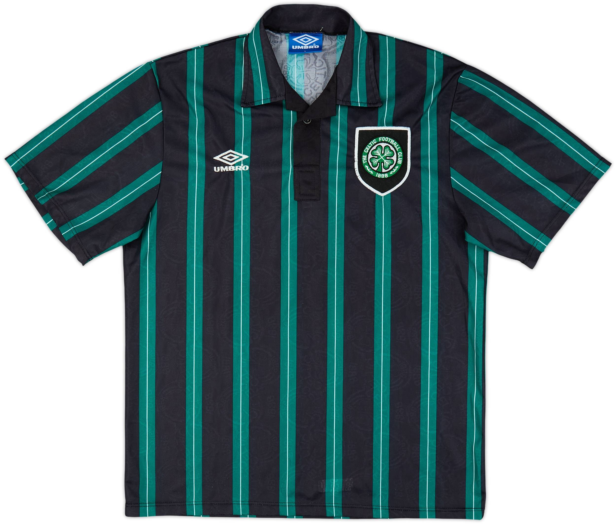 CELTIC FC UMBRO シャツ ブラック/グリーン 1992-93 Celtic Away Shirt - 6/10 - (L)