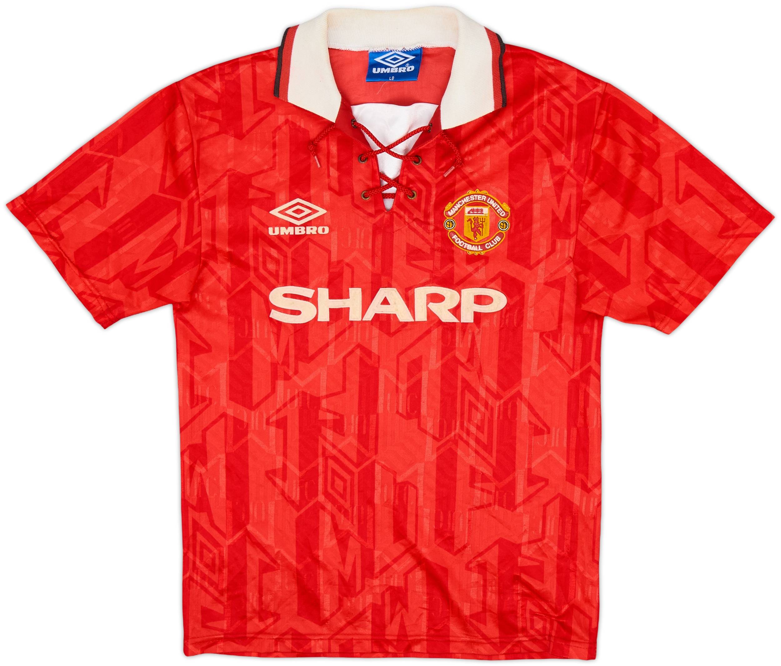 ウェア UMBRO Manchester United 92-94  kit 1992-94 Manchester United Home Shirt - 8/10 - (L.Boys)
