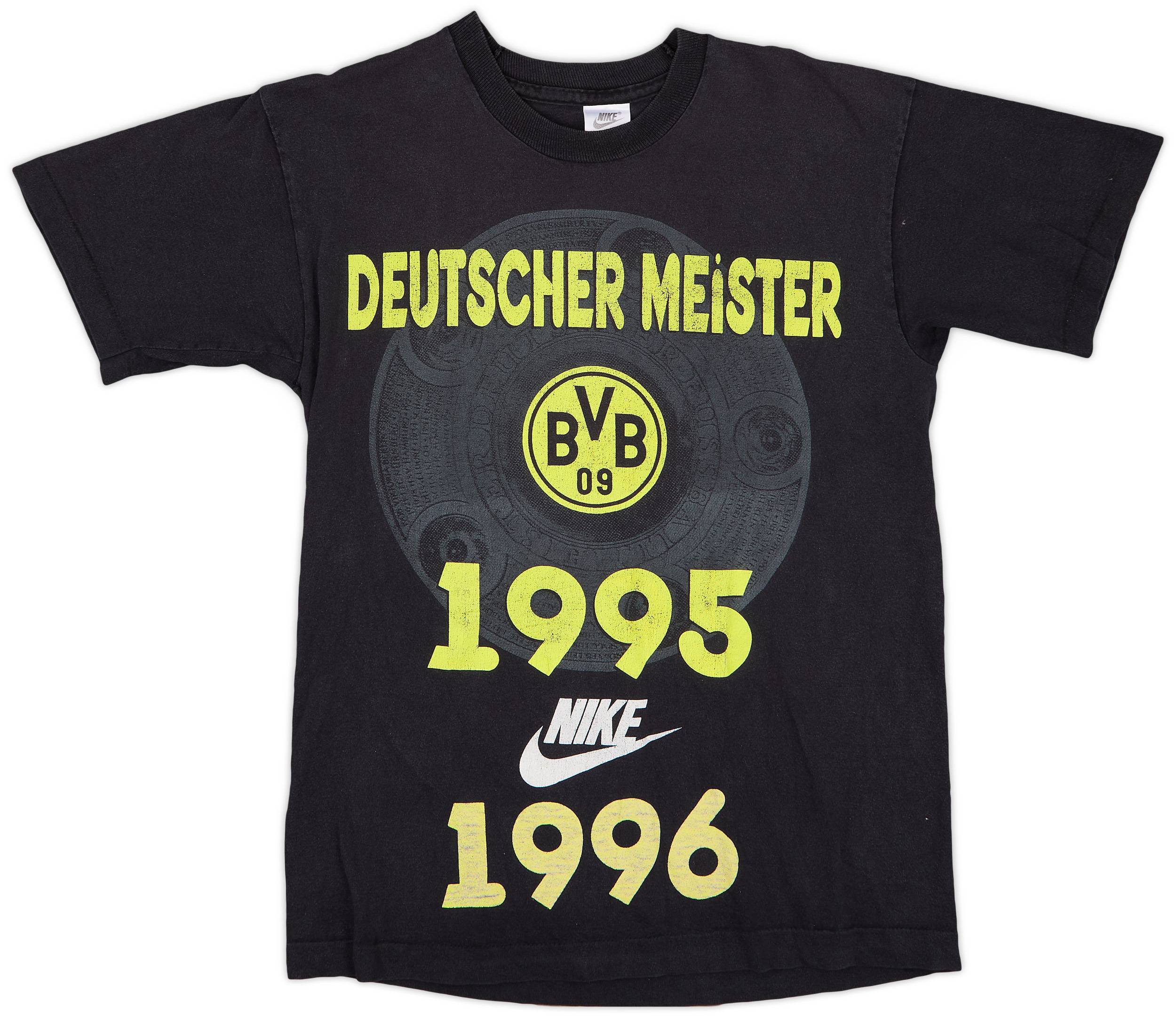 1995-96 Borussia Dortmund Nike 'Deutscher Meister 1995/96' Graphic Shirt - 7/10 - (S)