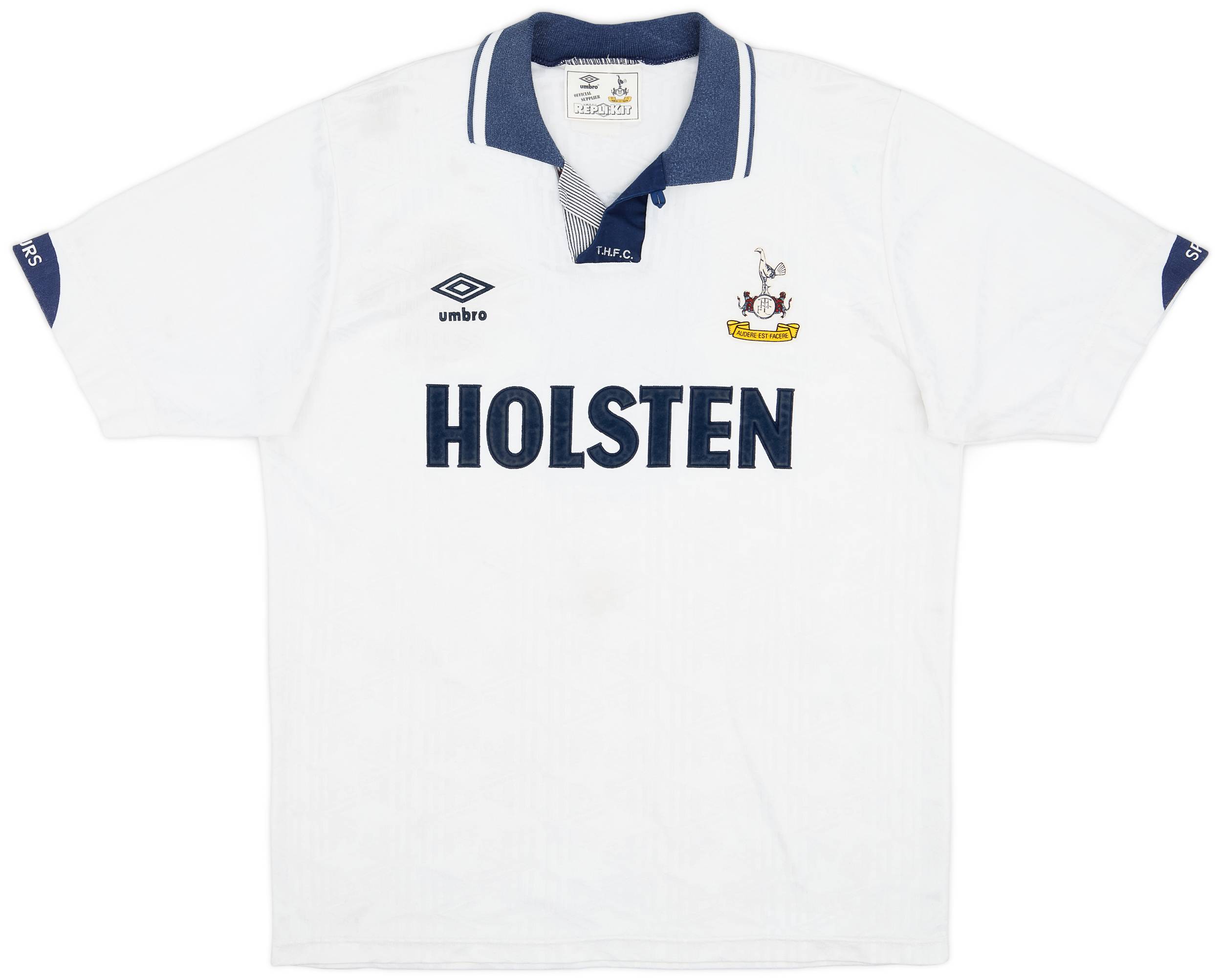 1991-93 Tottenham Home Shirt #8 - 7/10 - (L)