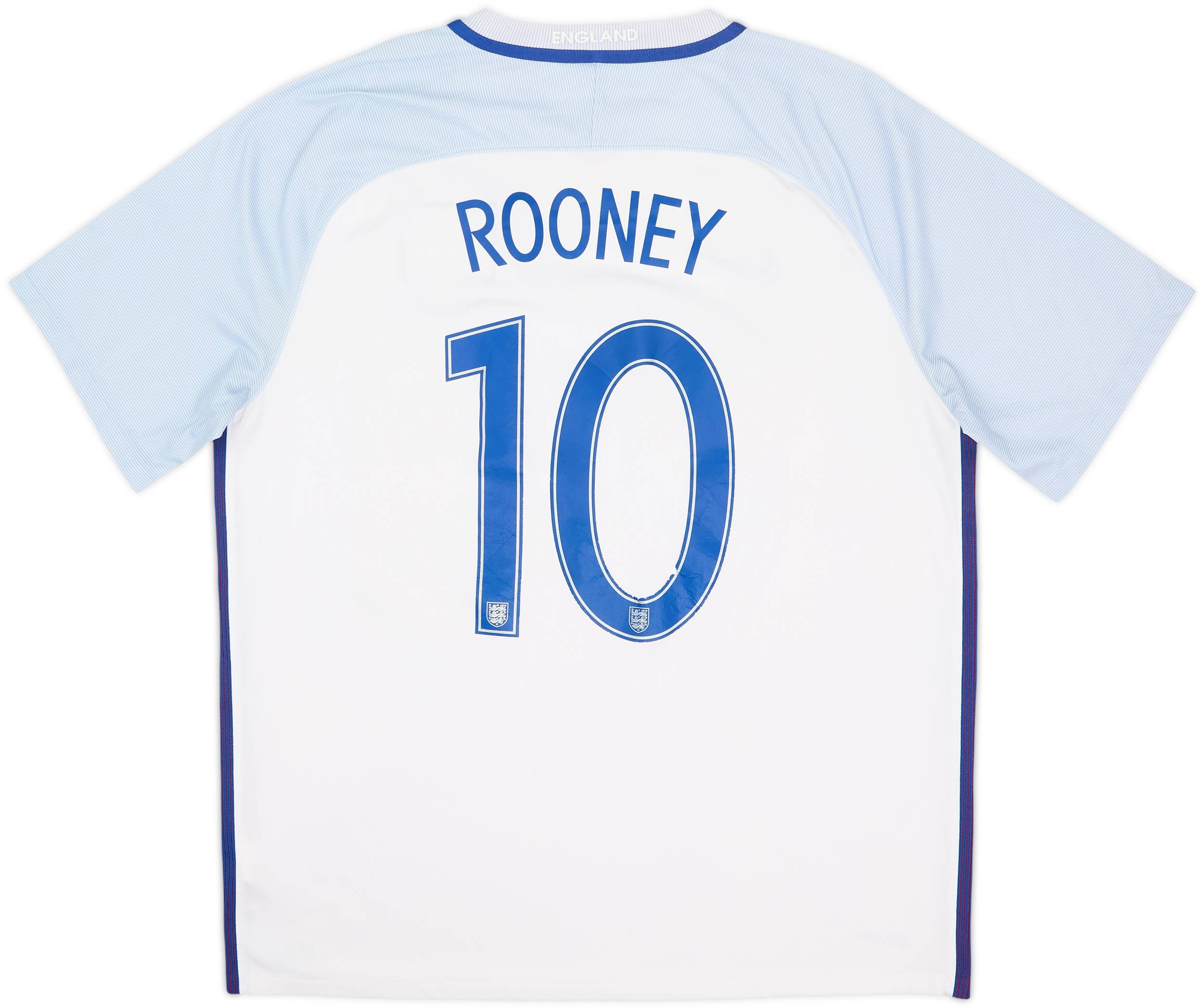 2016 イングランド ルーニー #10 ホーム M 2016-17 England Home Shirt Rooney #10 - 6/10 - (XL)