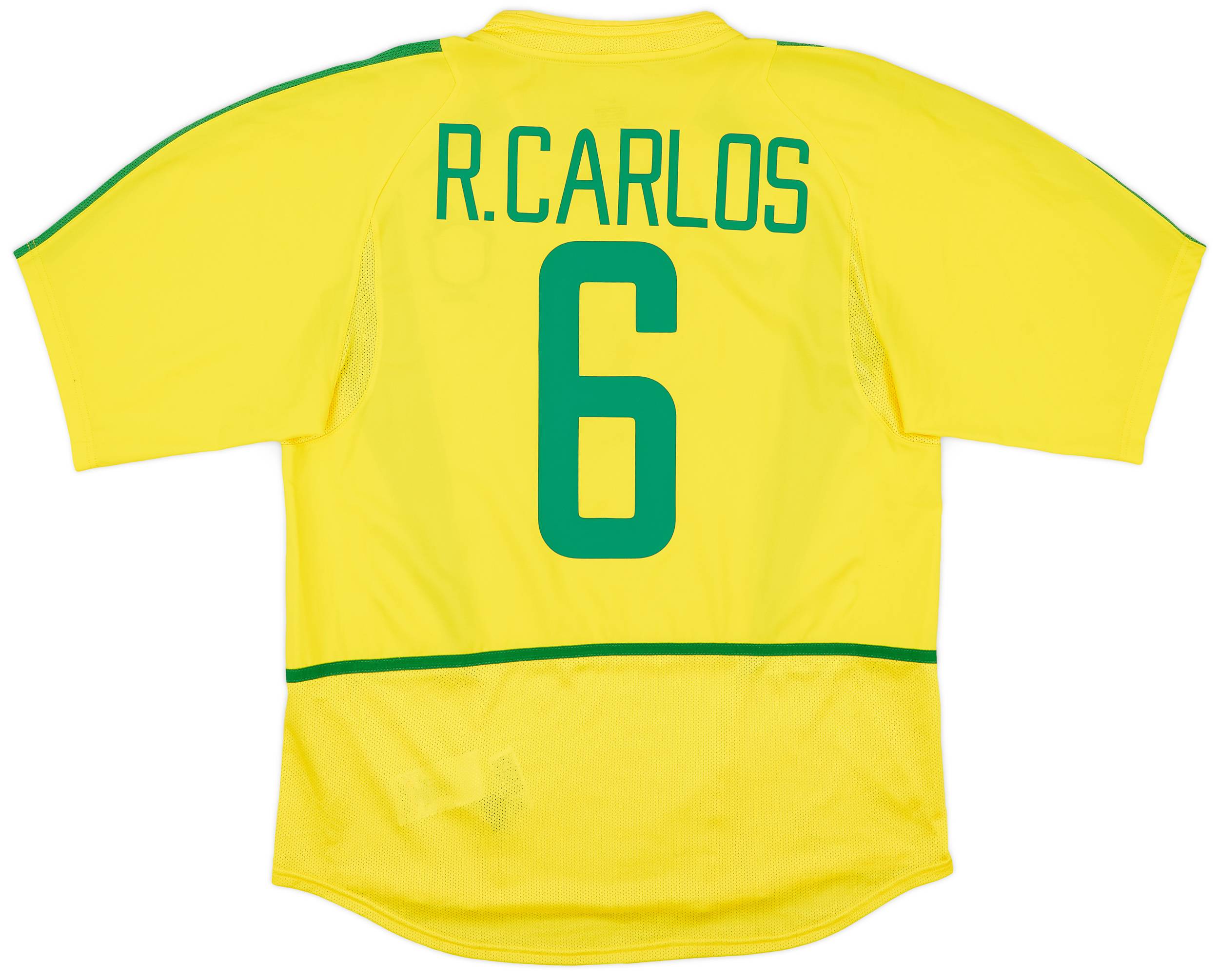 2002-04 Brazil Home Shirt R.Carlos #6 - 8/10 - (M)