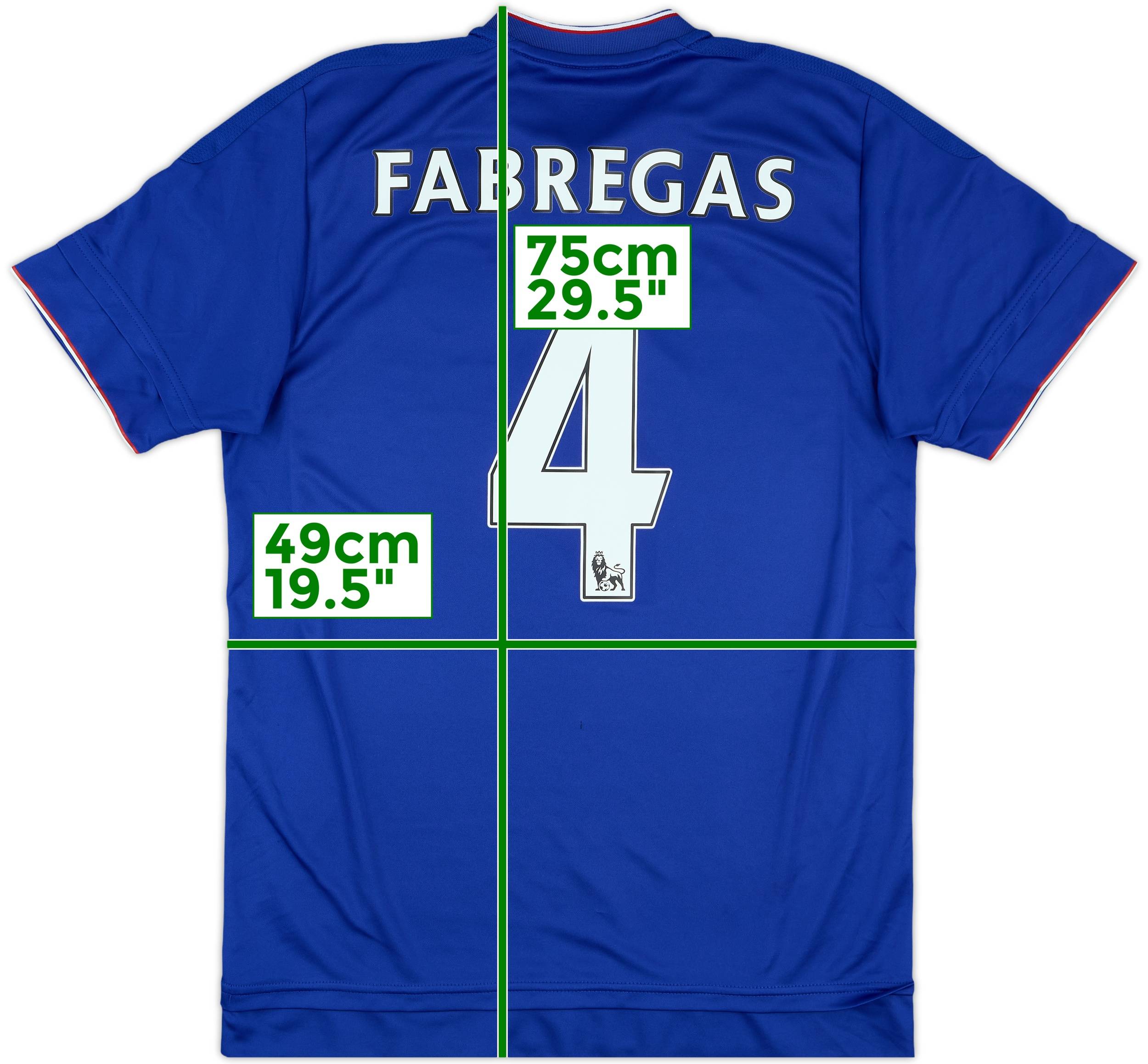 Chelsea FC Fàbregas 4 サッカーシャツ 2015-16 Chelsea Home Shirt Fabregas #4 - 8/10 - (L)