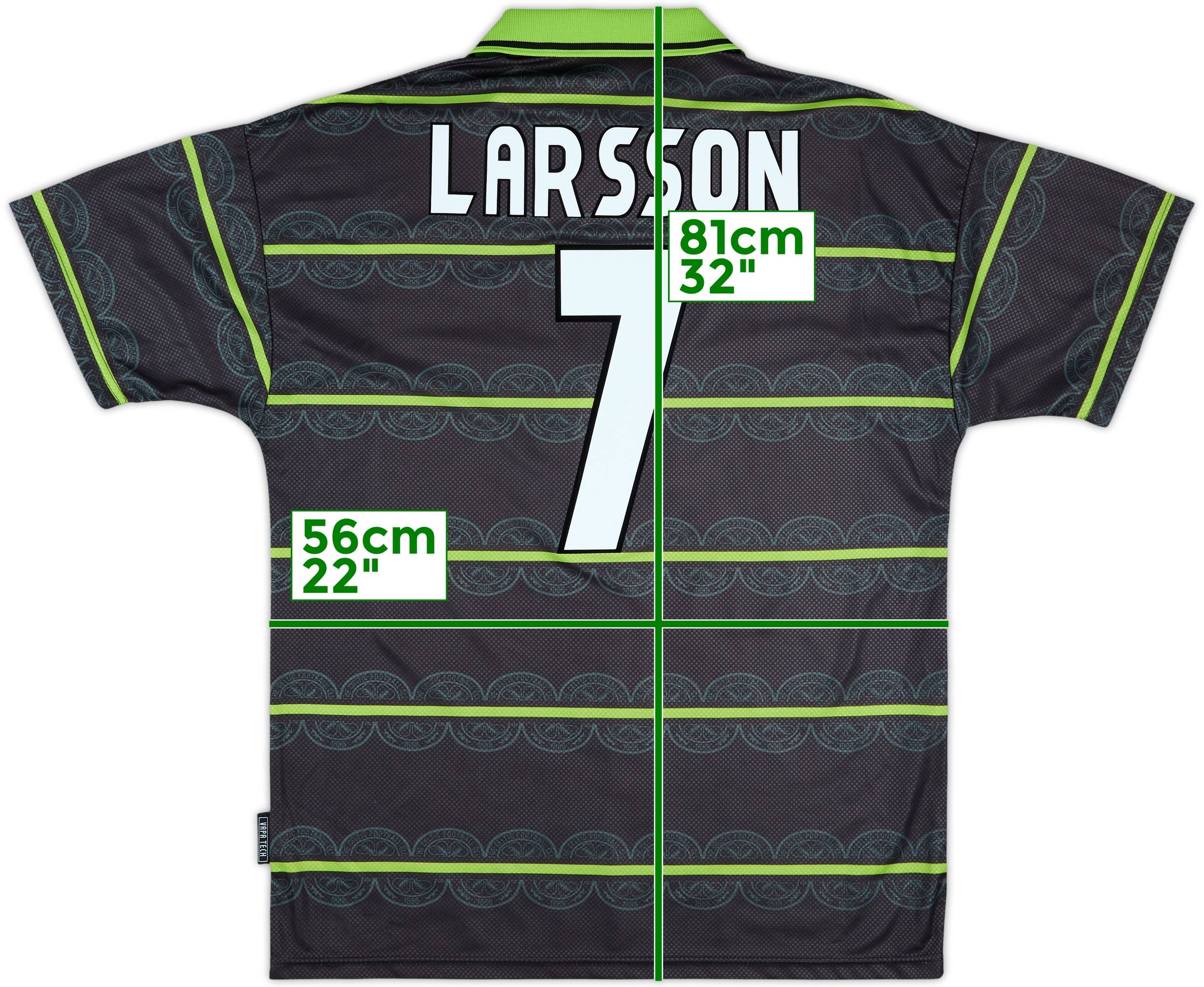 ウェア Celtic 1998/99 Home Uniform #7 LARSSON Celtic FC 1998/99 Home Jersey #7 Larsson UMBRO 2XL Short