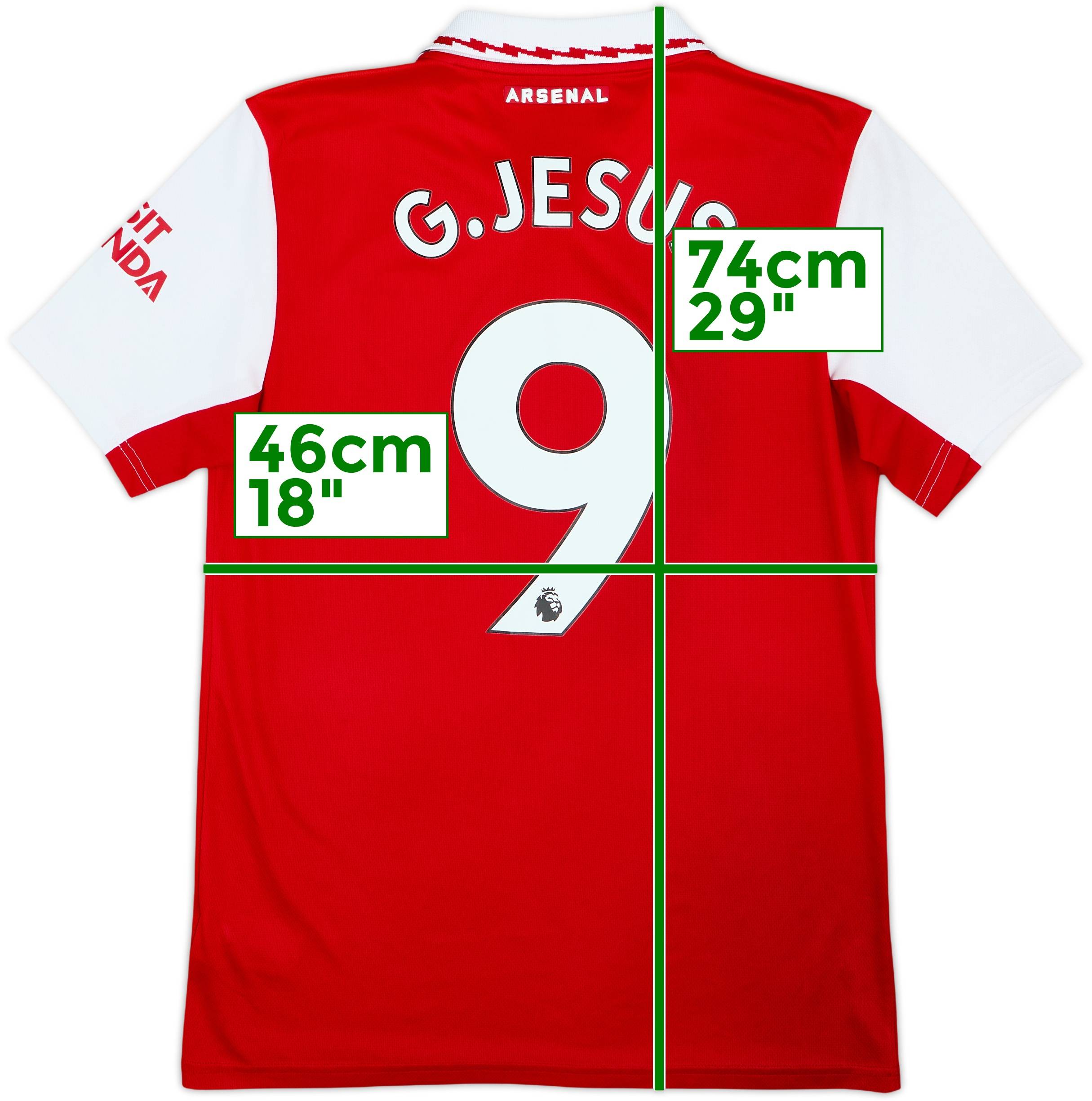 2022-23 Arsenal Home Shirt G.Jesus #9 - 9/10 - (S)