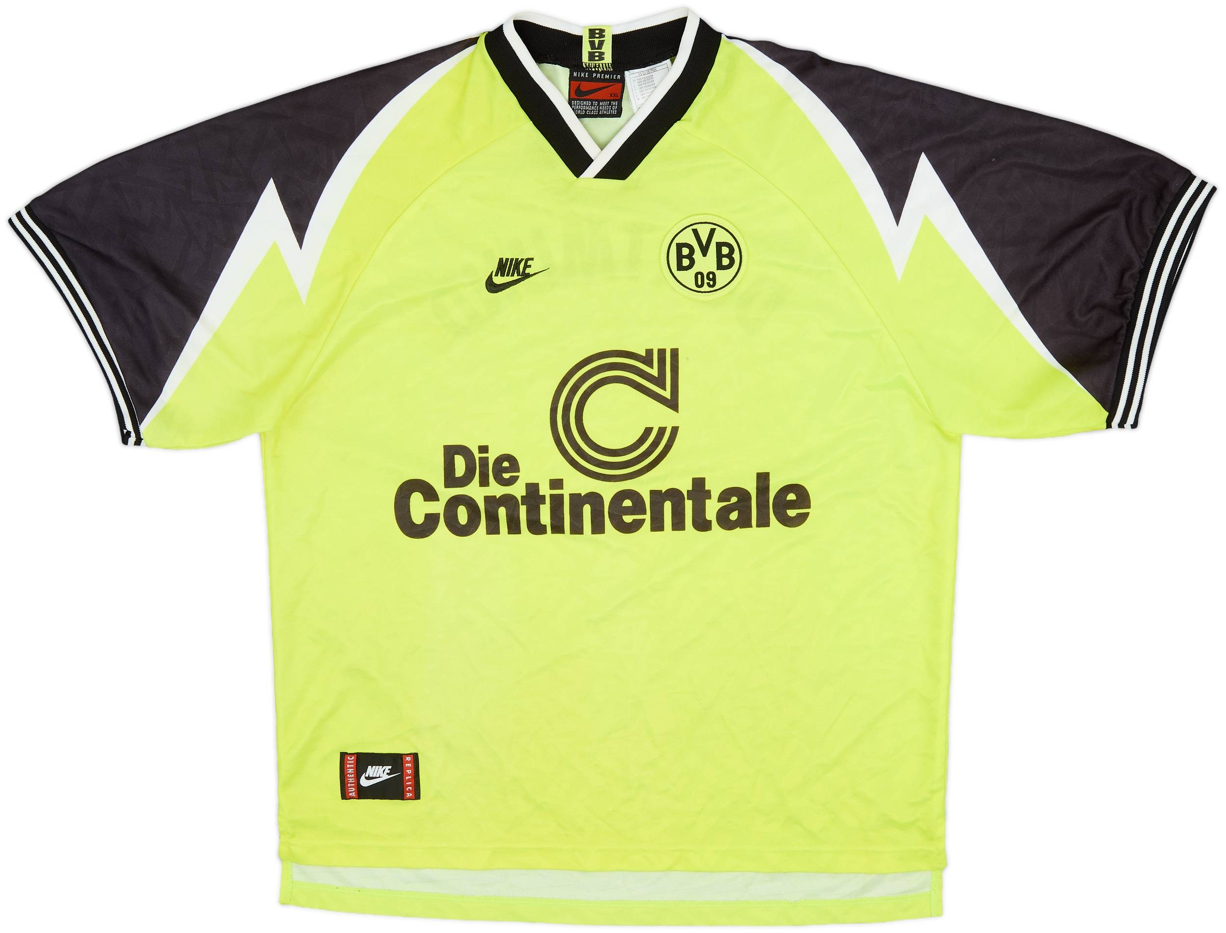 NIKE Borussia Dortmund 1995/96 サッカーシャツ 1995-96 Borussia Dortmund Home Shirt - 6/10 - (XXL)