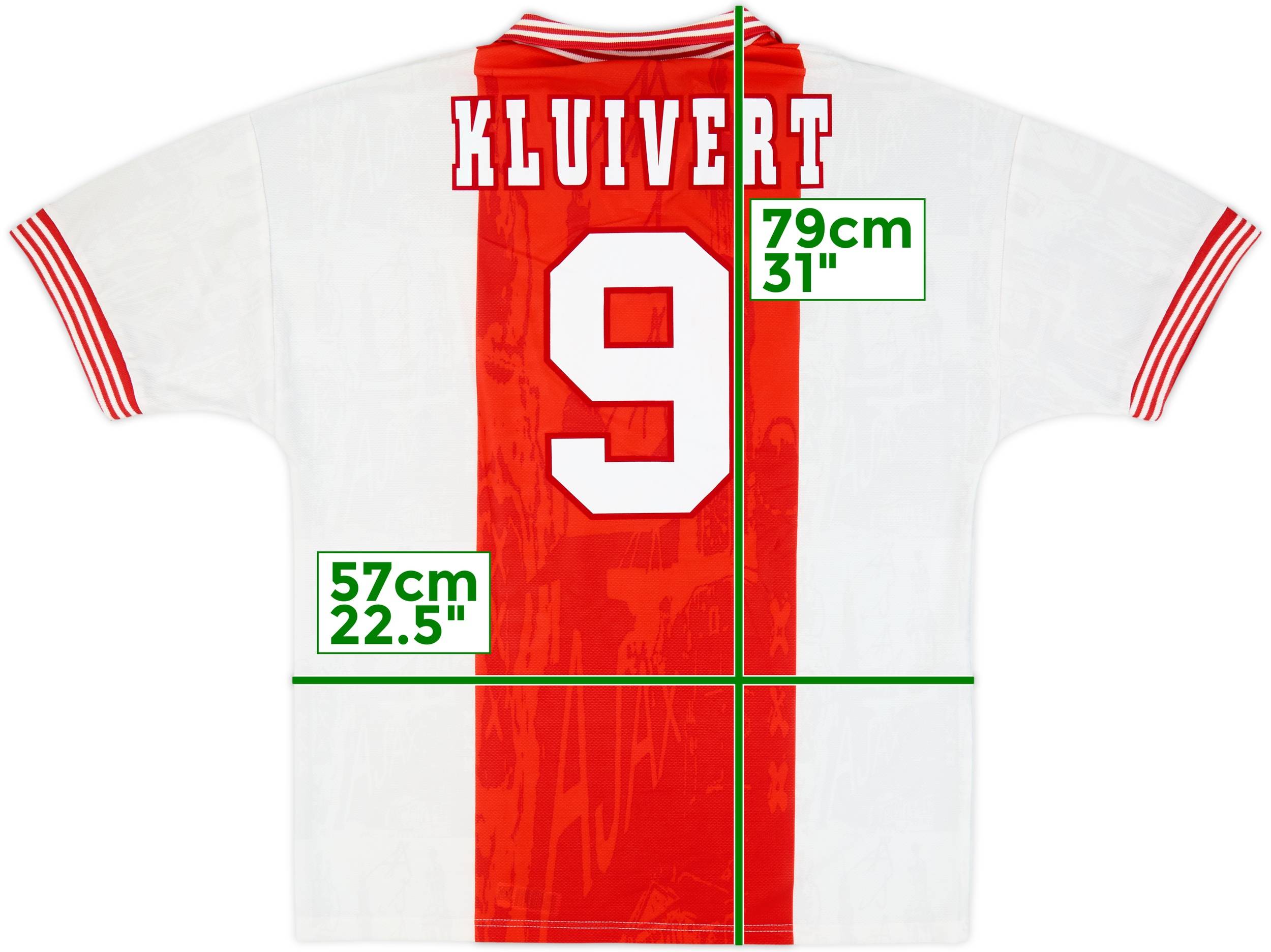 1996-97 Ajax Home Shirt Kluivert #9 - 10/10 - (L)