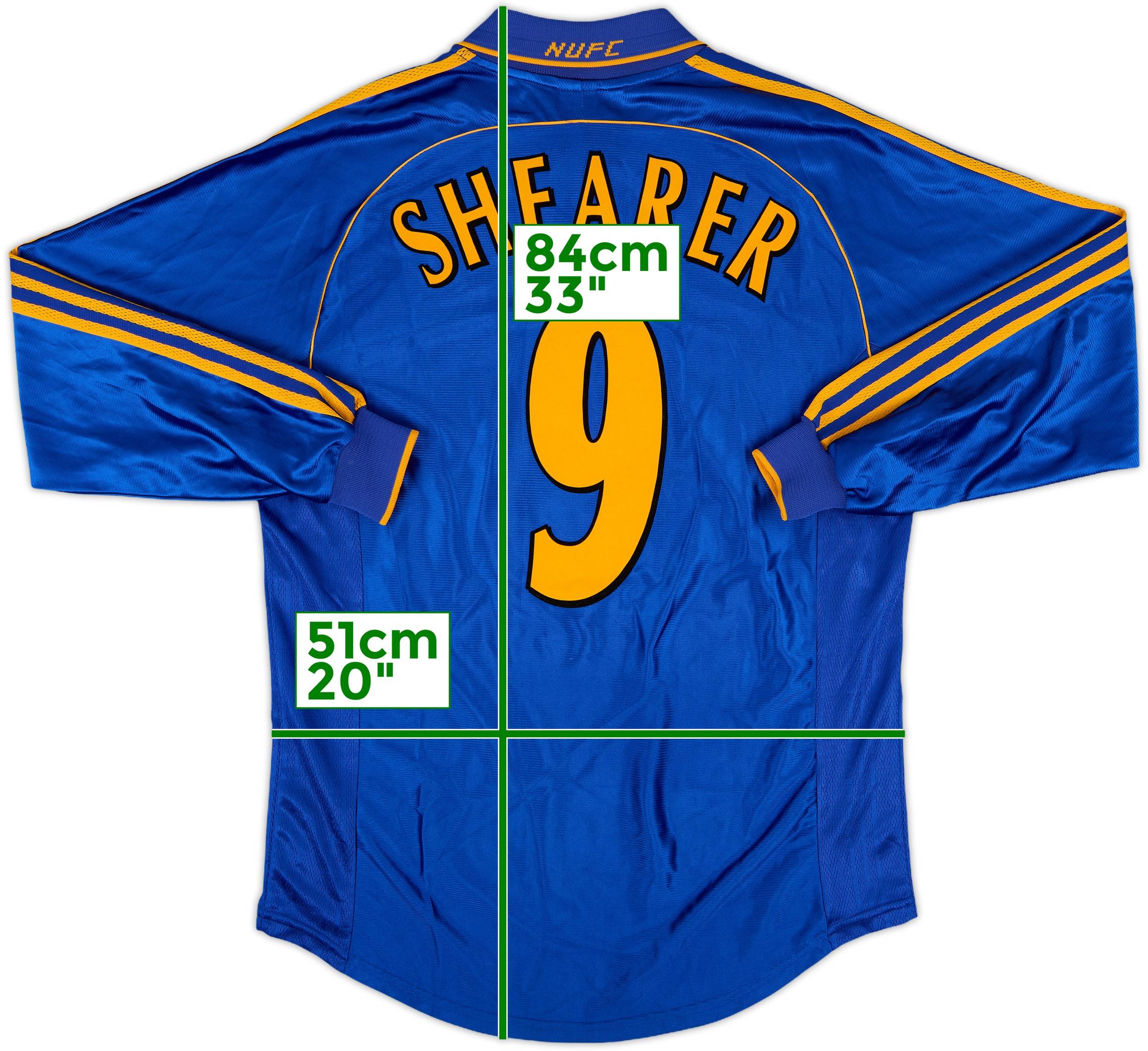 1998-99 Newcastle Away L/S Shirt Shearer #9 - 8/10 - (M)