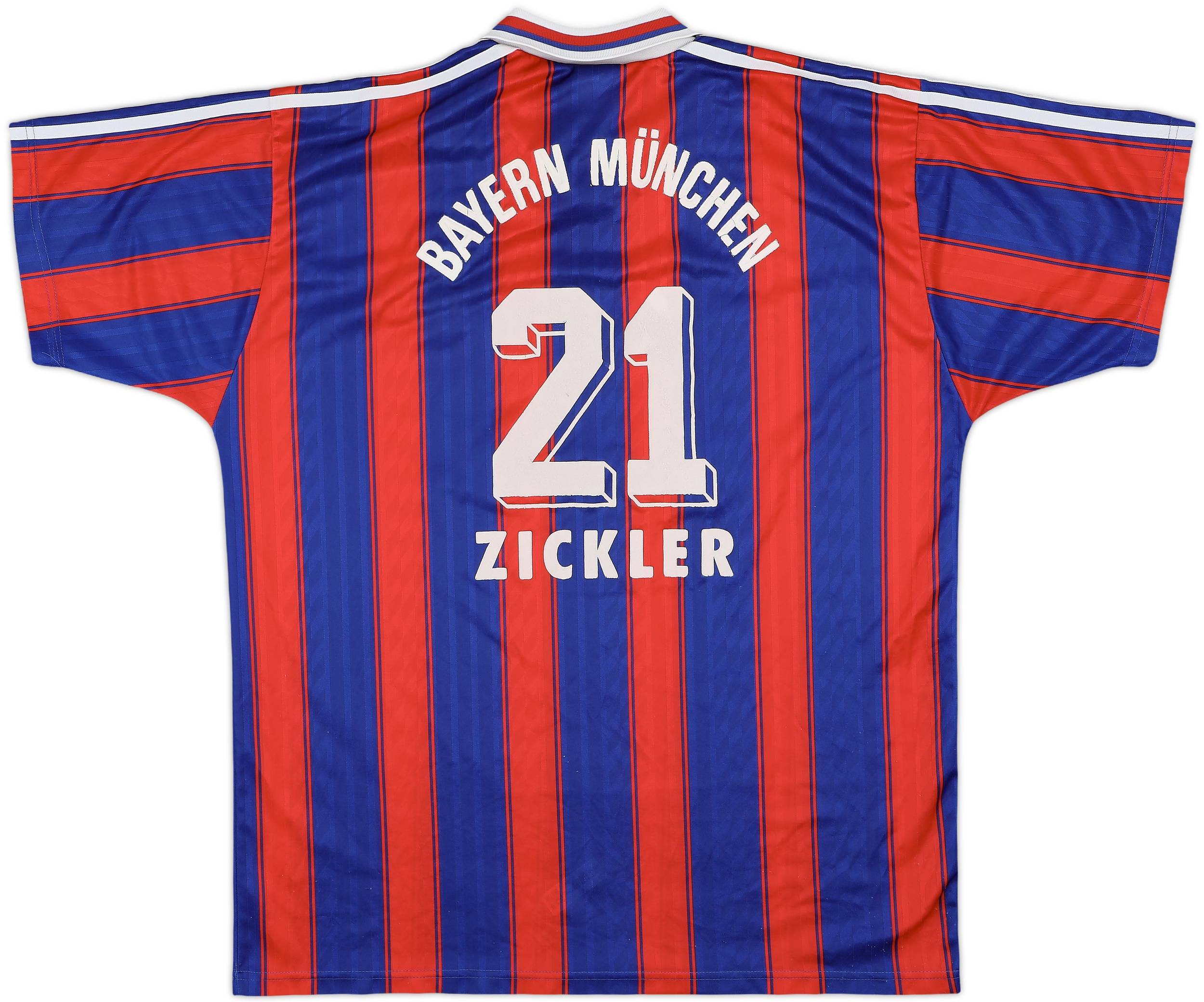 【正規95-97Bayern München  ZICKLER #21】 1995-97 Bayern Munich Home Shirt Zickler #21 - 5/10 - (XL)