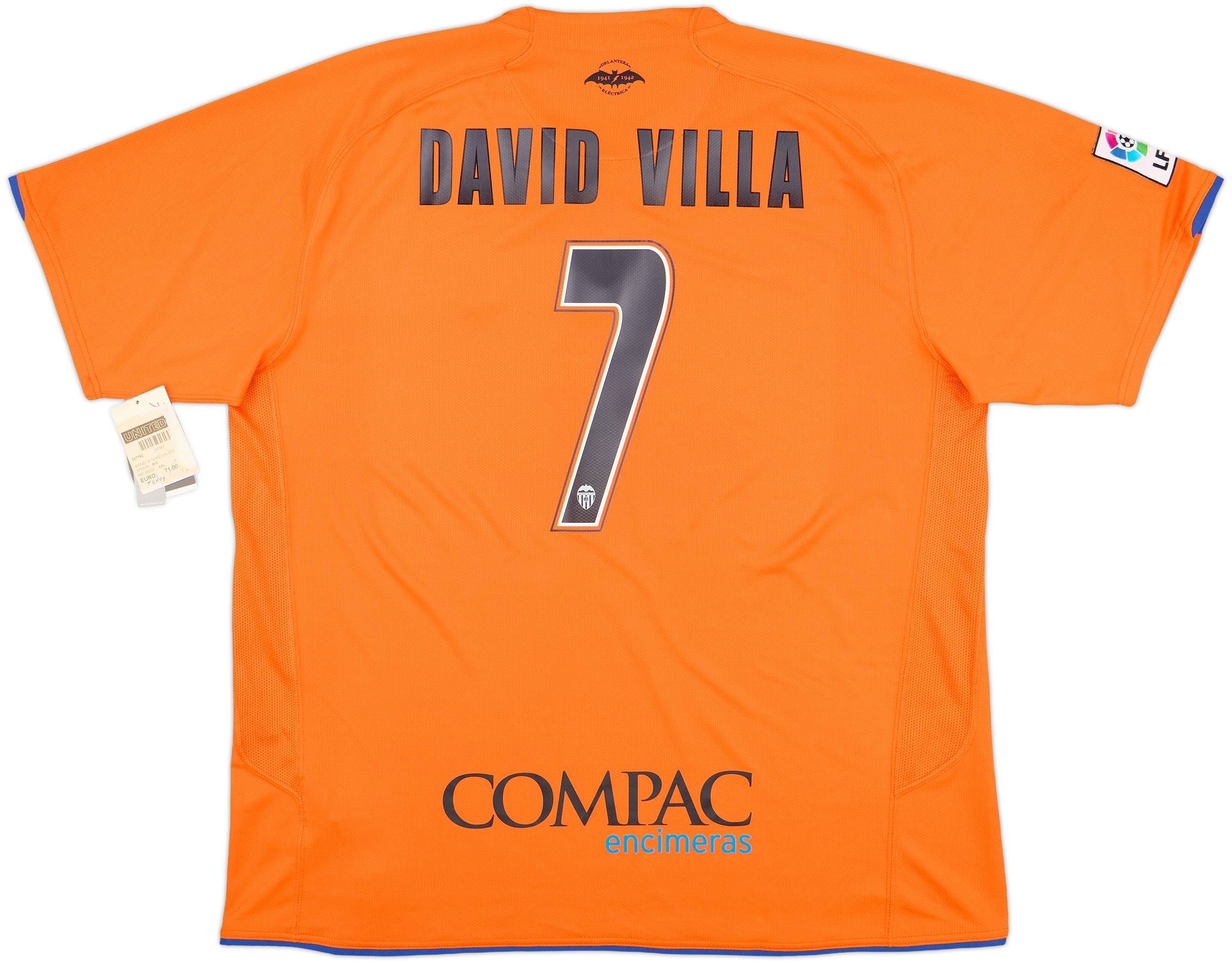 2007-08 Valencia Away Shirt David Villa #7 (XXL)