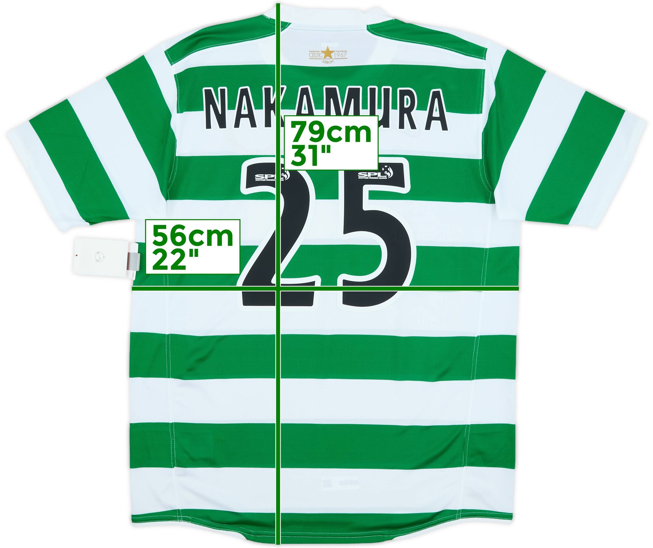 Celtic FC 緑白ストライプシャツ CARLING 2009 Nike Celtic FC Home Soccer Jersey Shunsuke Nakamura Men