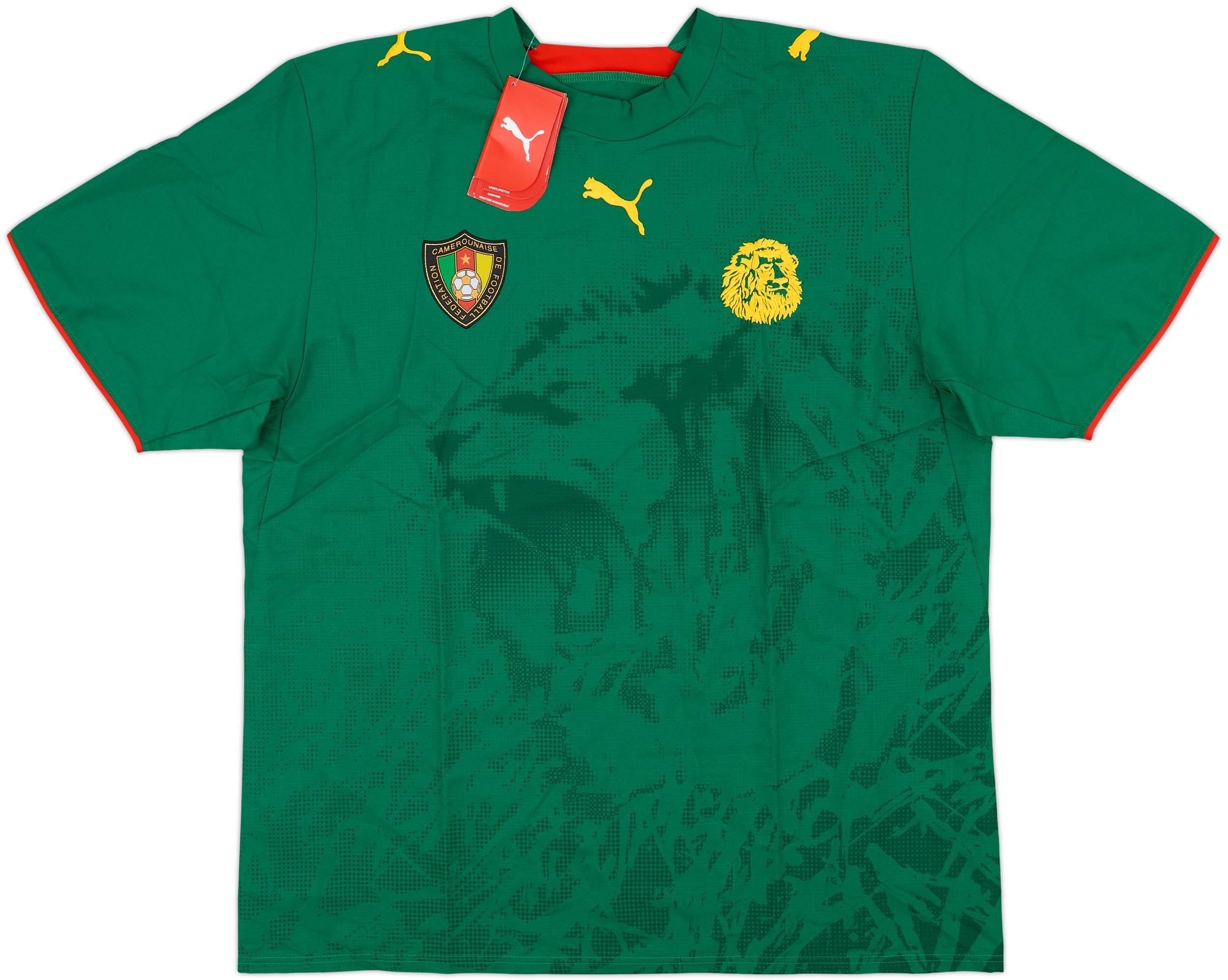CAMEROUN サッカーシャツ 緑 Vネック 2006-08 Cameroon Home Shirt (XL)