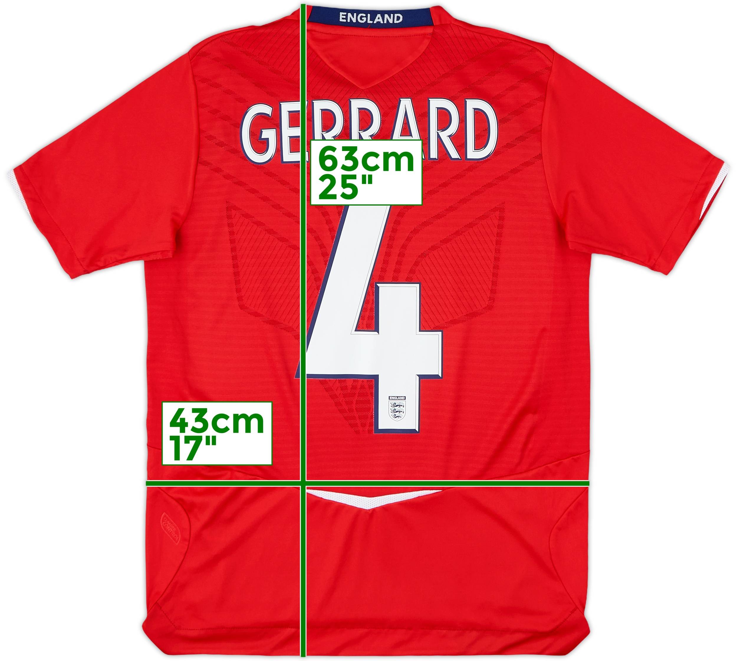 2008-10 England Away Shirt Gerrard #4 - 8/10 - (XL.Boys)