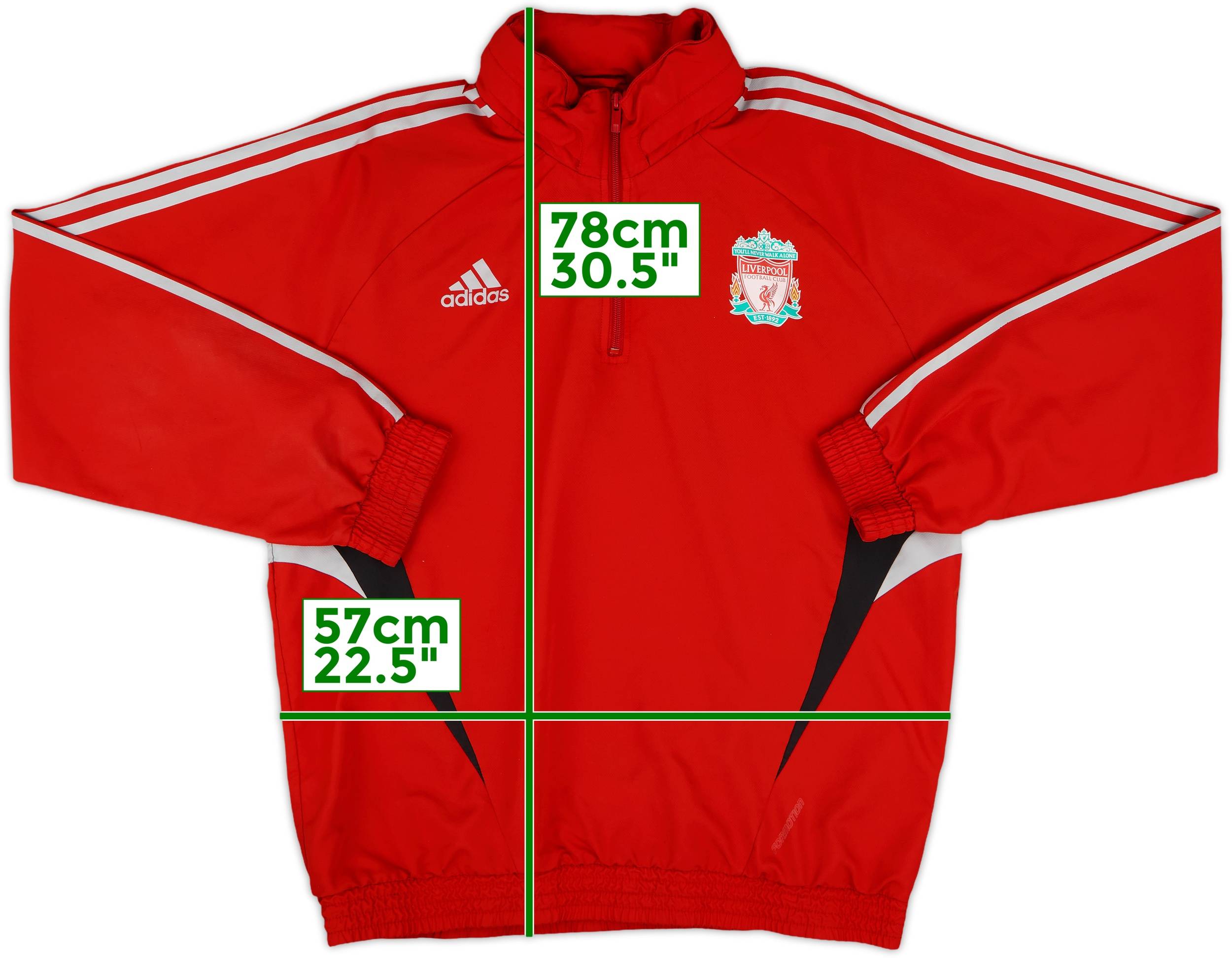 adidas ジャージ　Liverpool football club 2008-09 Liverpool adidas 1/4 Zip Hooded Drill Top - 8/10 - (XL)
