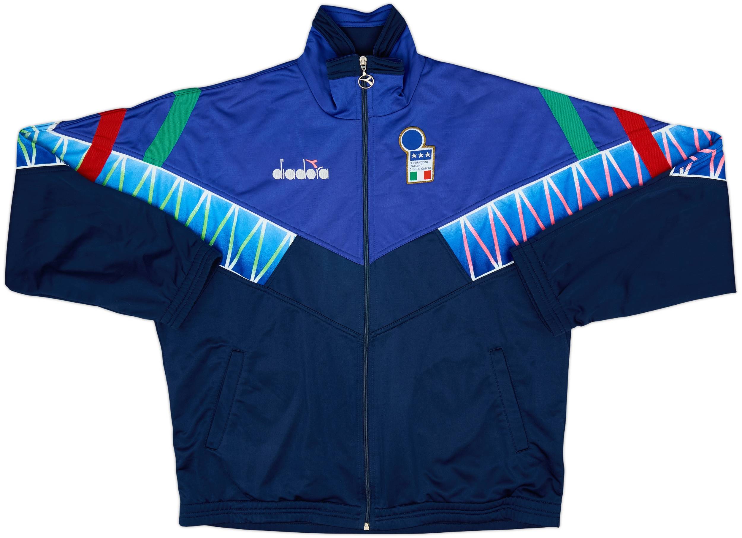 【希少価値あり】ディアドラ 刺繍 1994 イタリア代表 トラックジャケット M Vintage 1994 Italy Diadora Track Jacket Mens Medium World