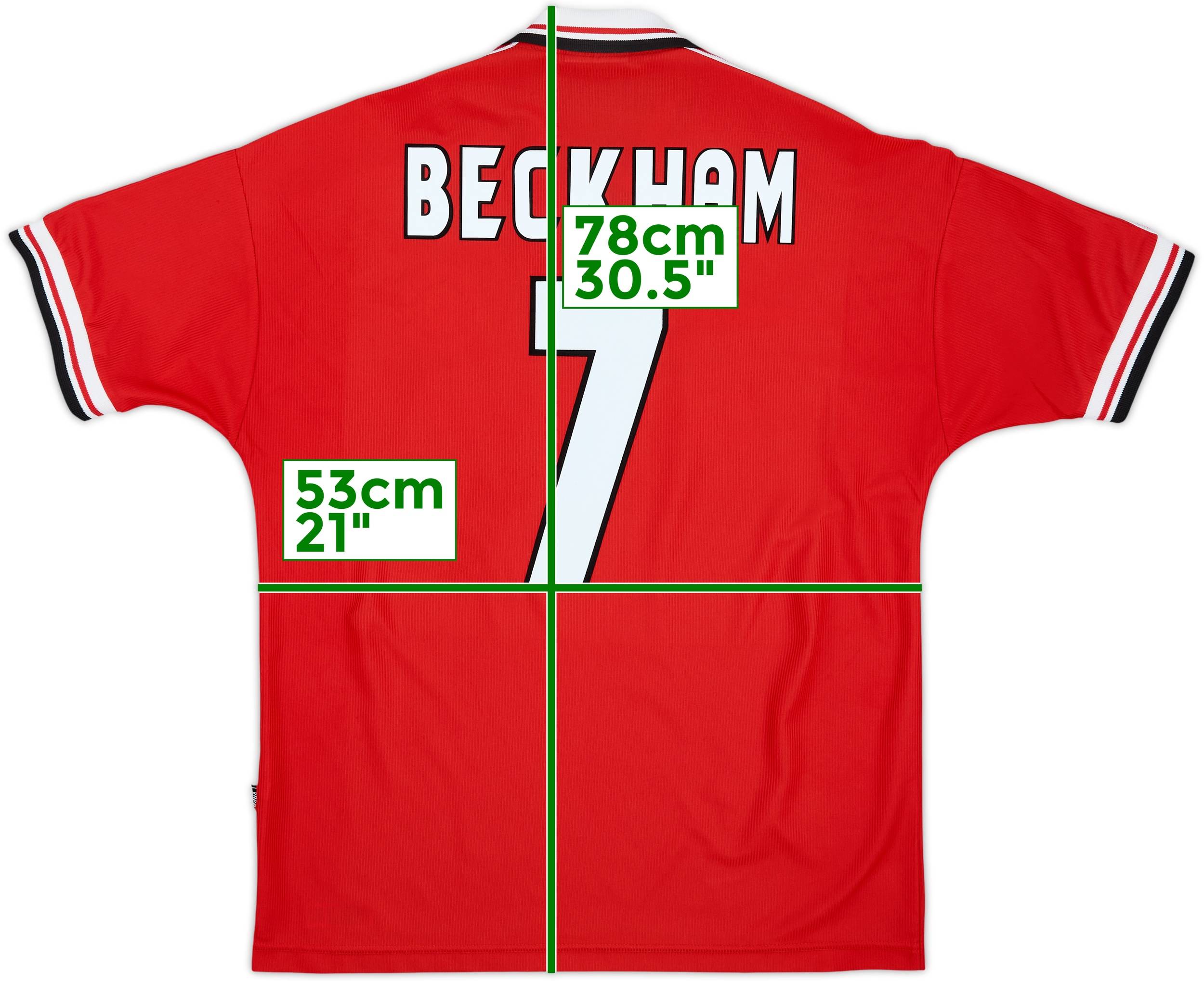 1998-00 Manchester United Home Shirt Beckham #7 - 8/10 - (L)