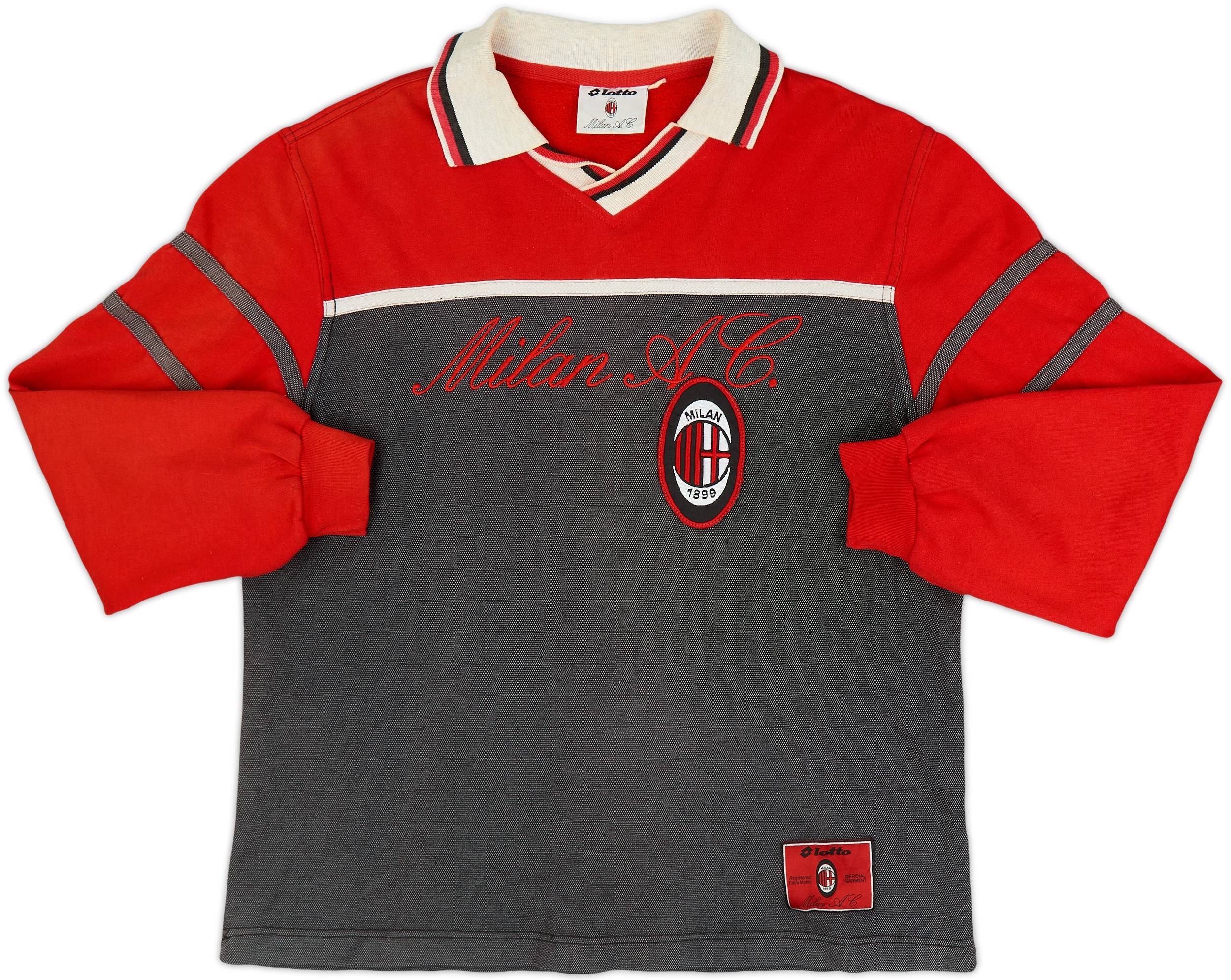 94/96 lotto × AC MILAN S/S Game Shirts 1994-96 AC Milan Lotto Sweat Top - 8/10 - (L)