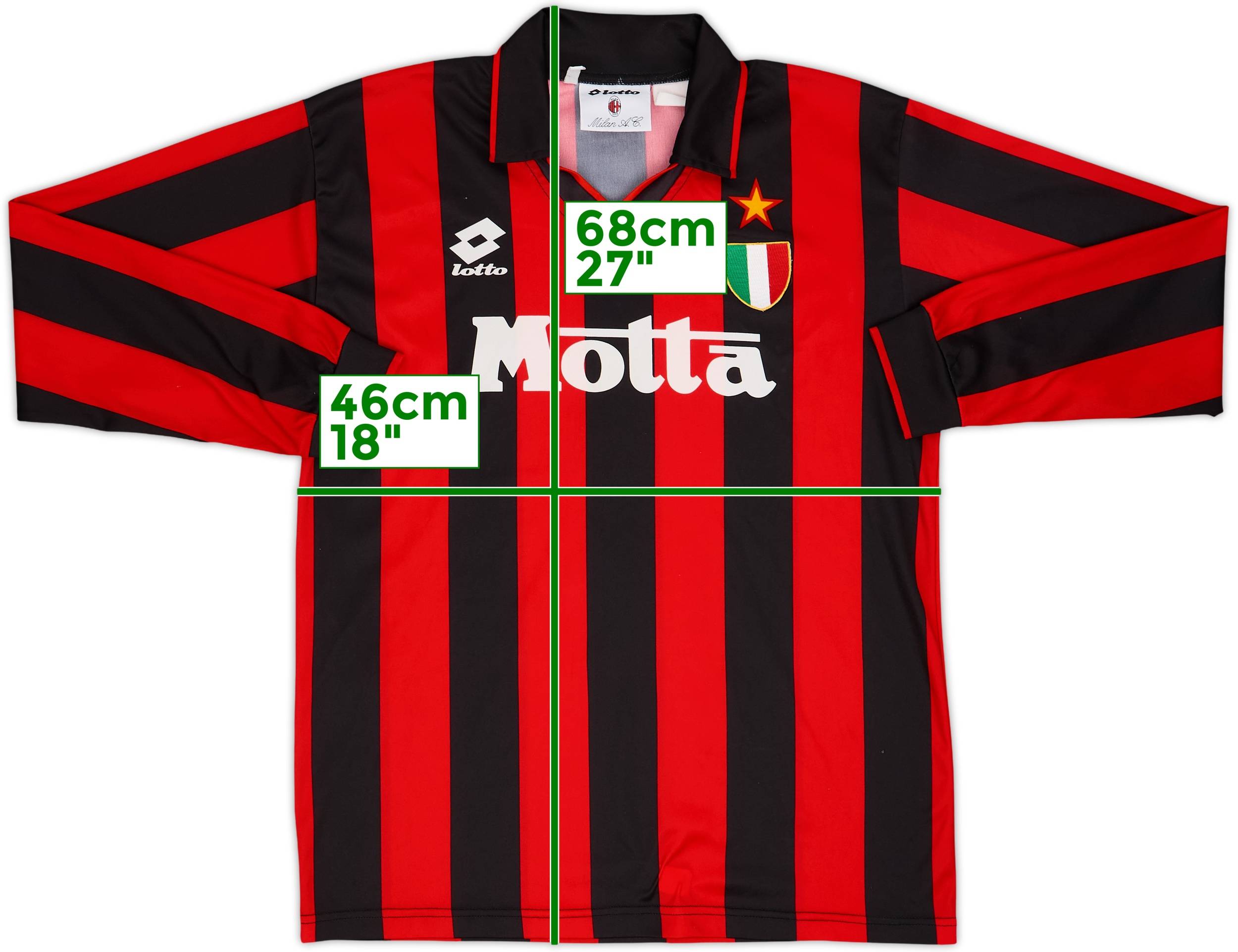 1993-94 AC Milan Home L/S Shirt - 8/10 - (XL.Boys)