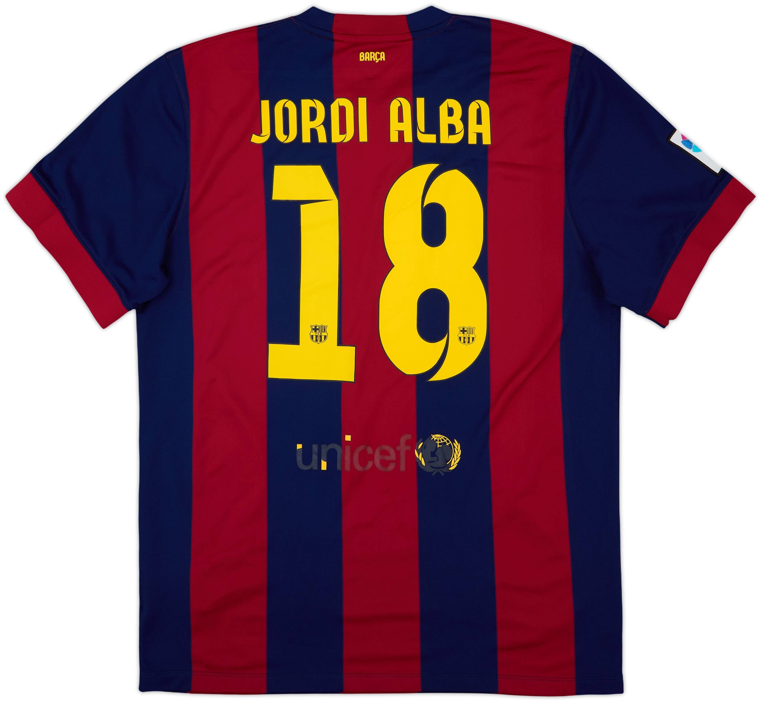 2014-15 Barcelona Home Shirt Jordi Alba #18 - 5/10 - (XL)