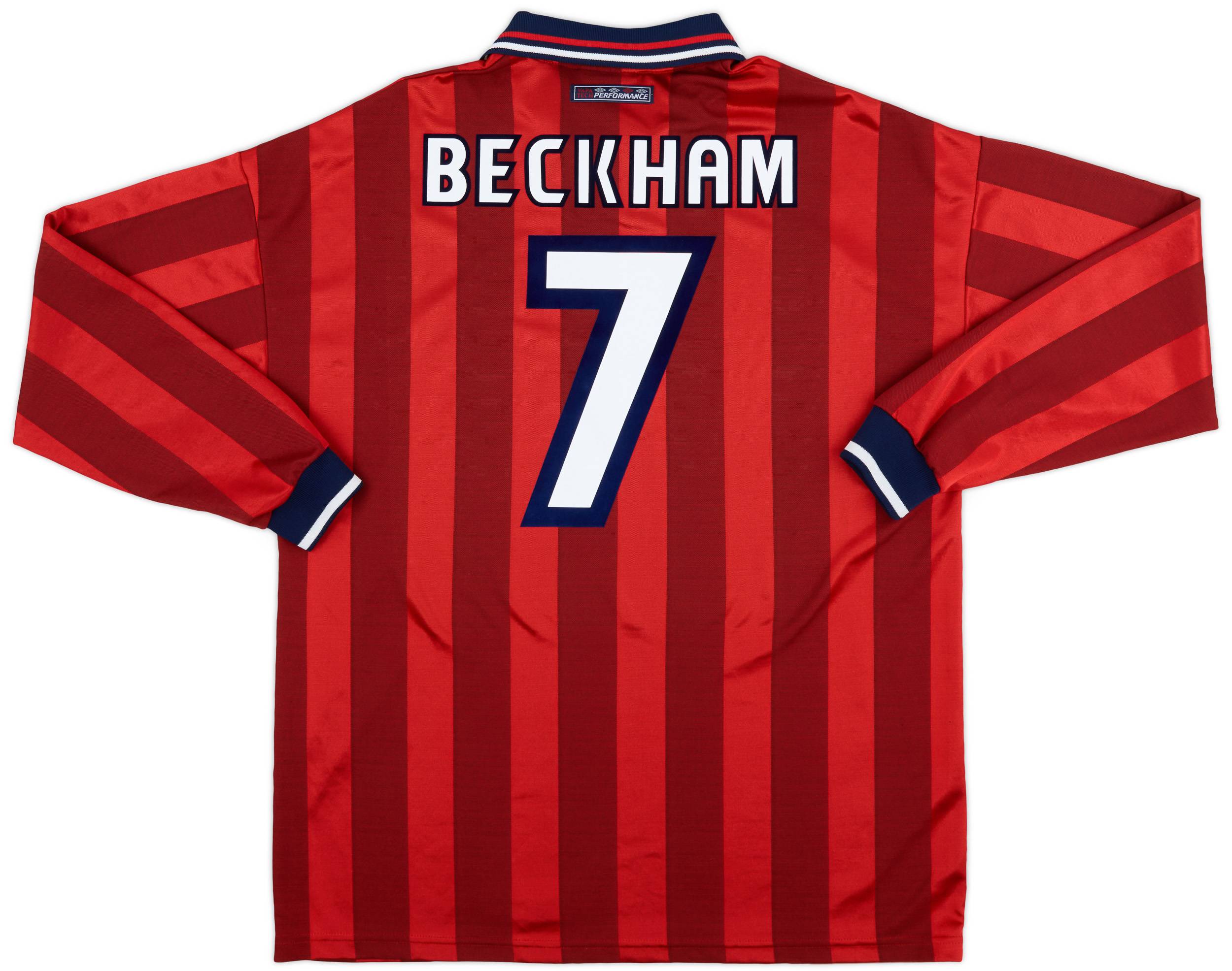 良質  1997-99 England Away L/S Shirt Beckham #7 - 8/10 - (XL) トップス
