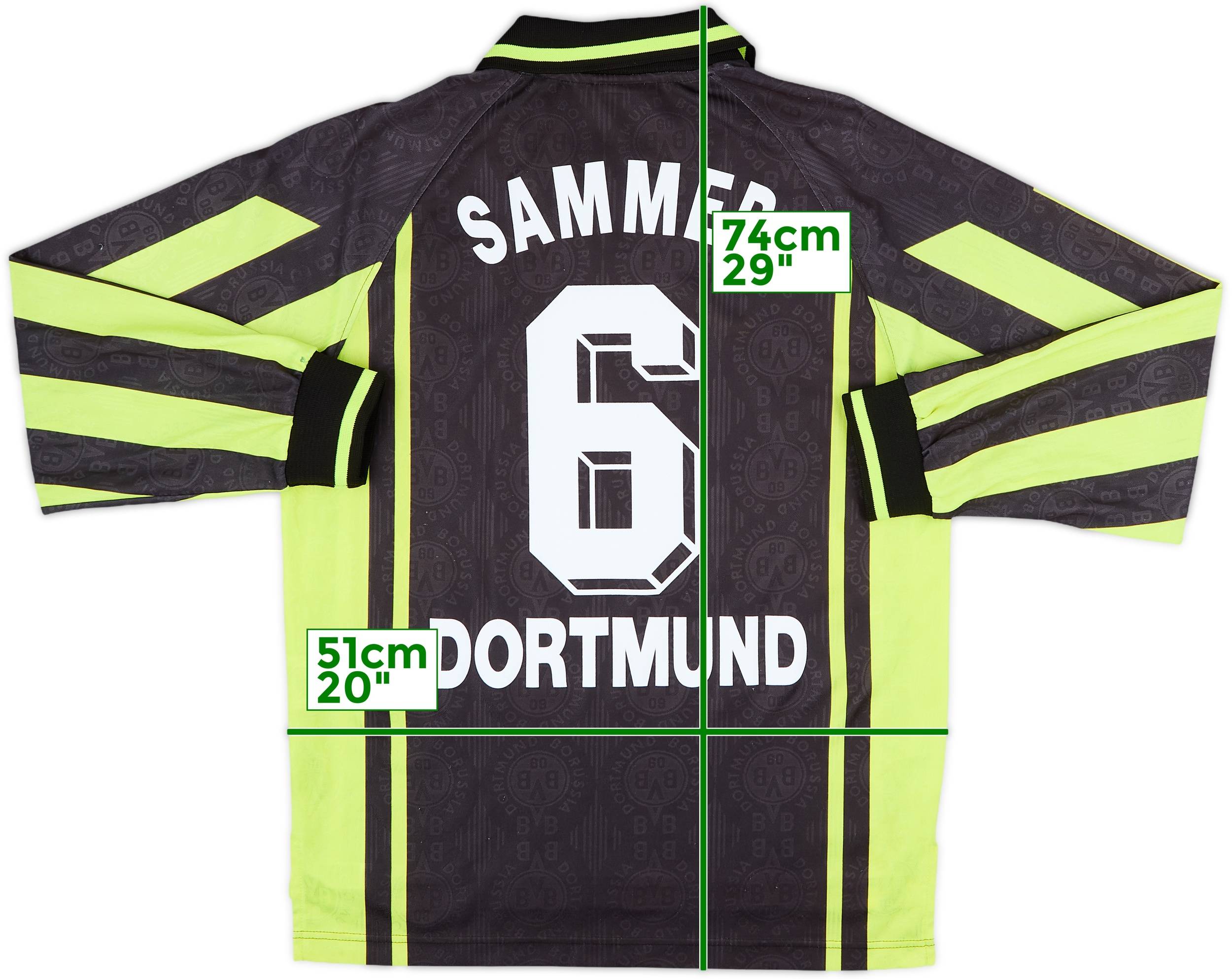 1996-97 Borussia Dortmund Away L/S Shirt Sammer #6 - 8/10 - (S)