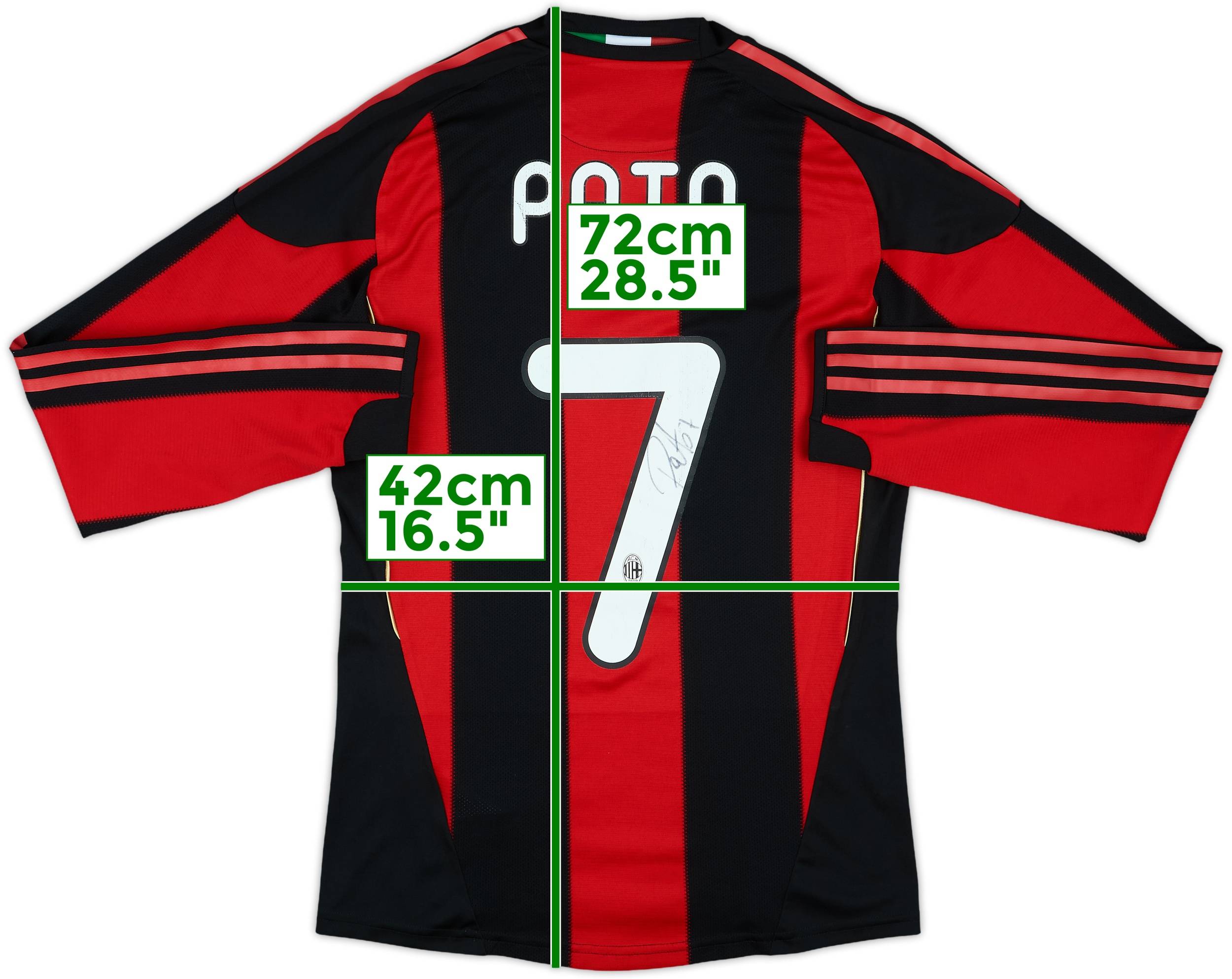 AC Milan PATO 7 サッカーシャツ 2010-11 AC Milan Player Issue Signed Home L/S Shirt Pato #7 - 7/10