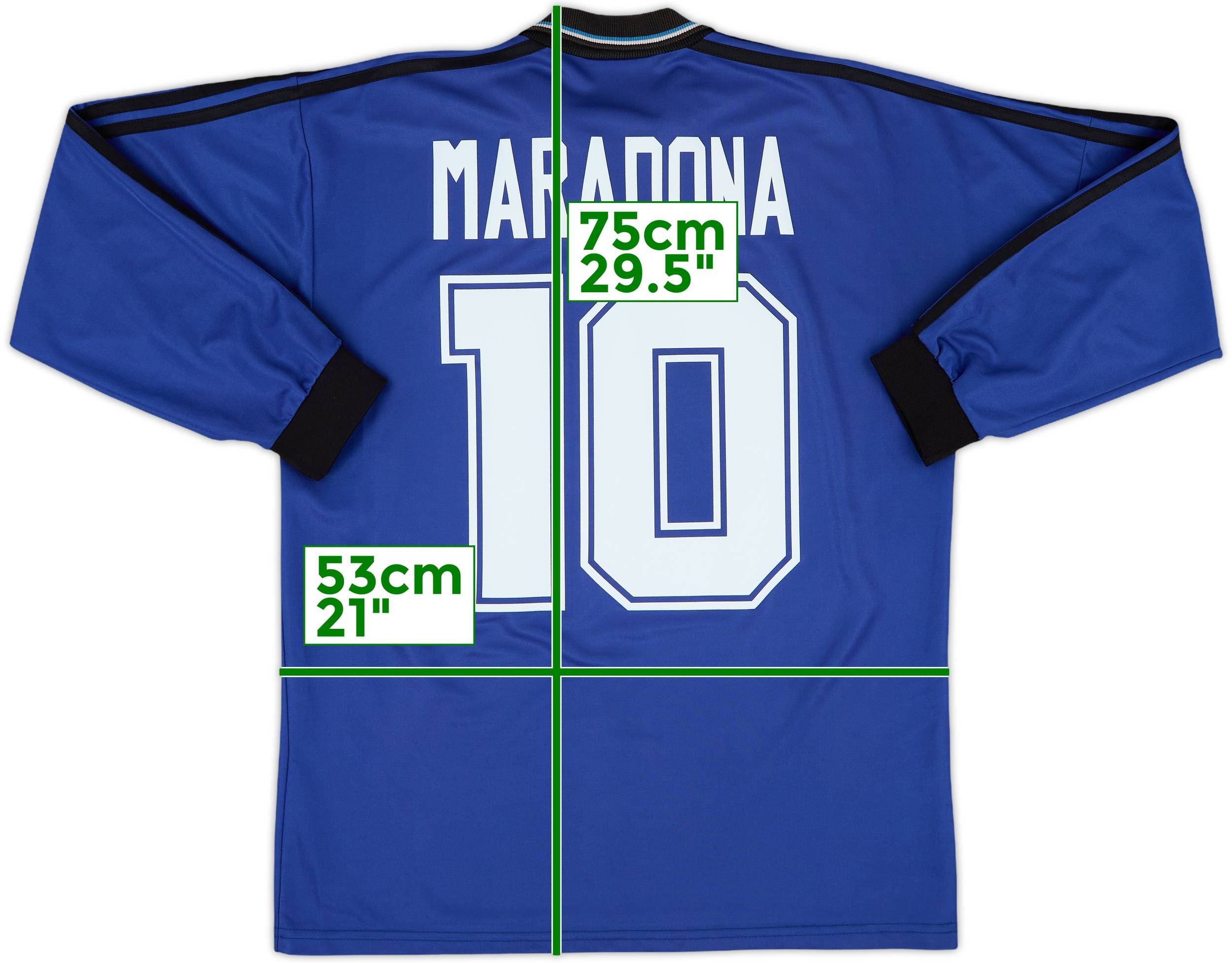 1994-97 Argentina Away L/S Shirt Maradona #10 - 8/10 - (L)
