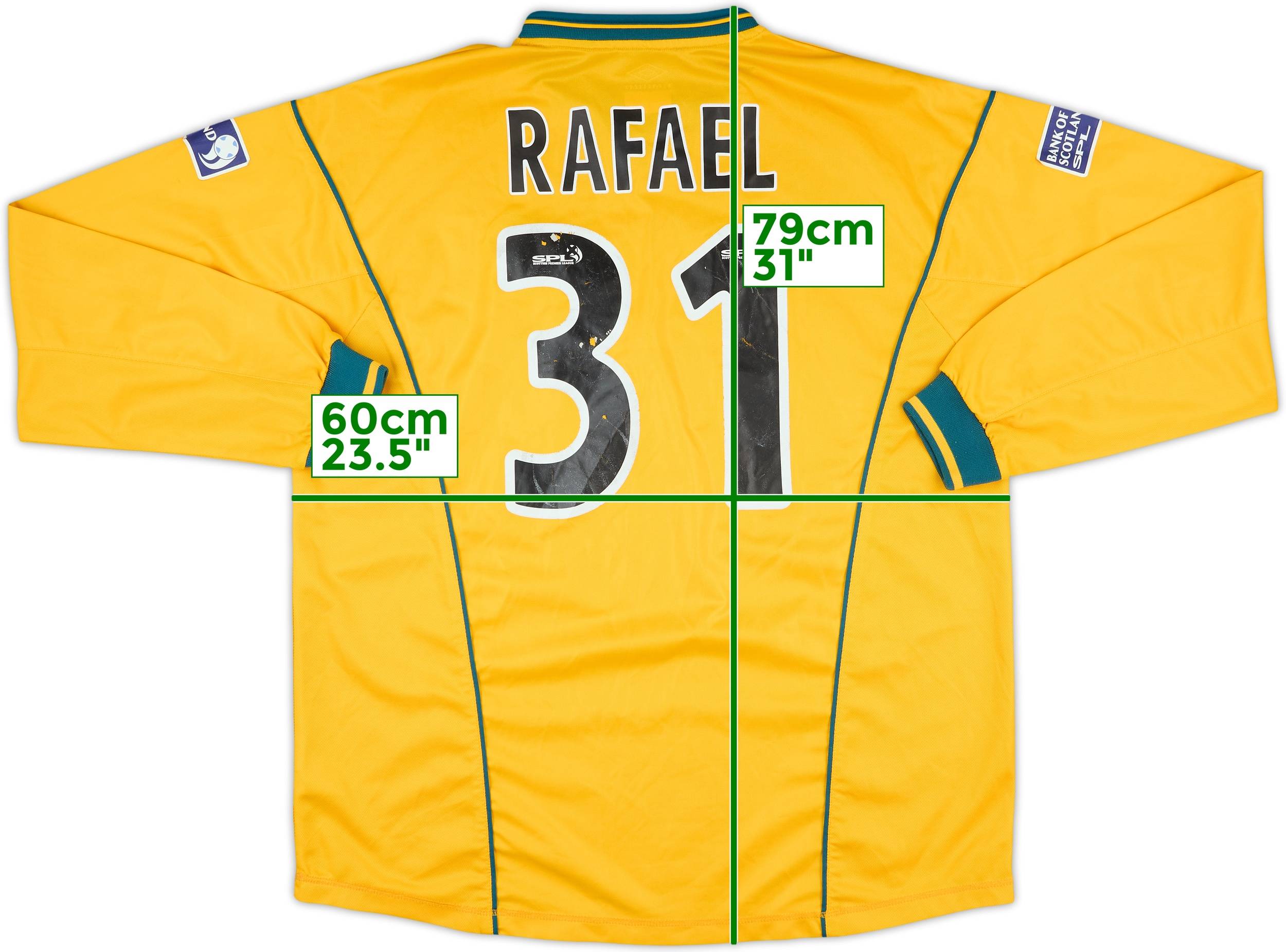 2000-01 Celtic Match Issue Away L/S Shirt Rafael #31