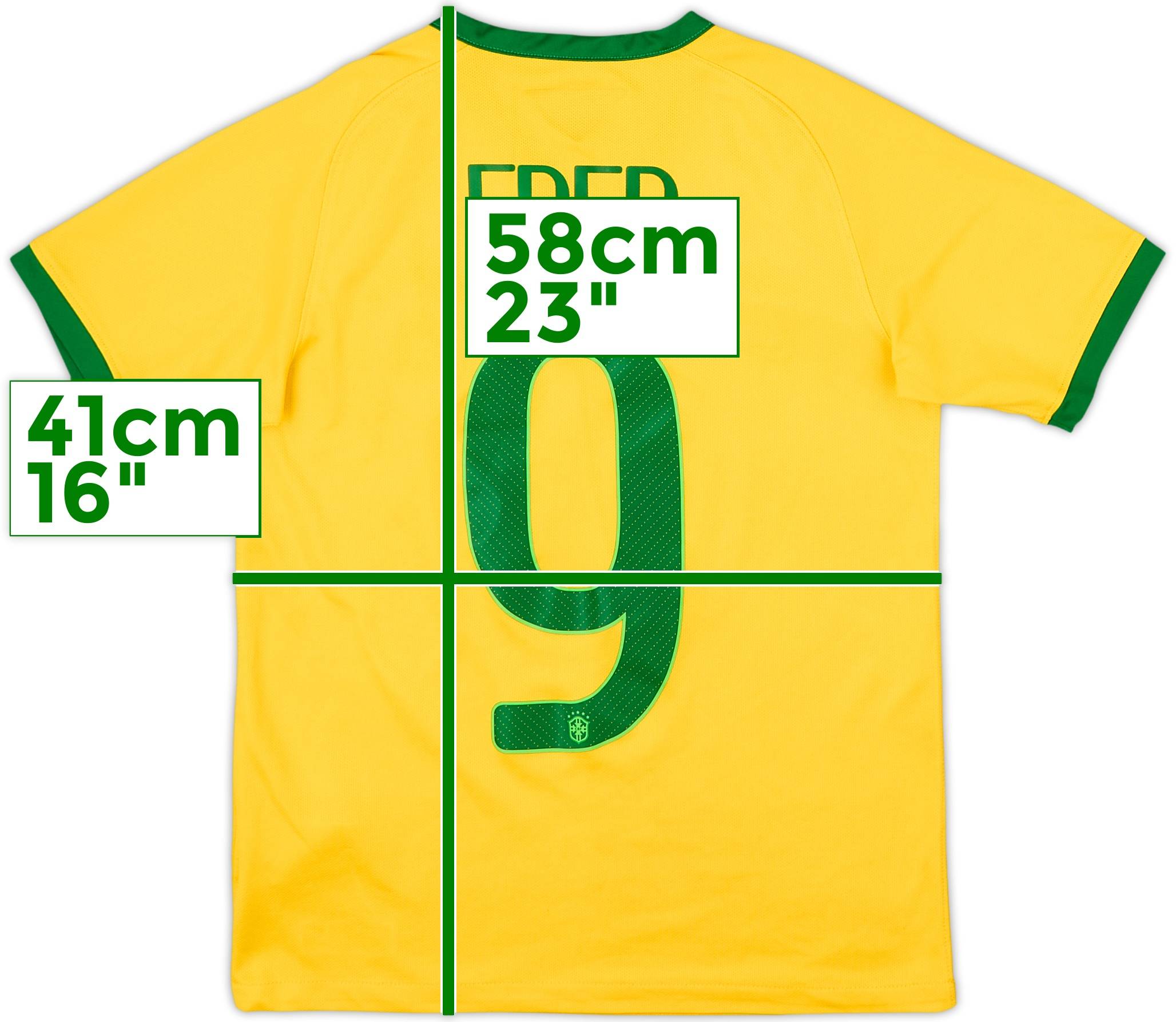 2014-15 Brazil Home Shirt Fred #9 - 7/10 - (M.Boys)