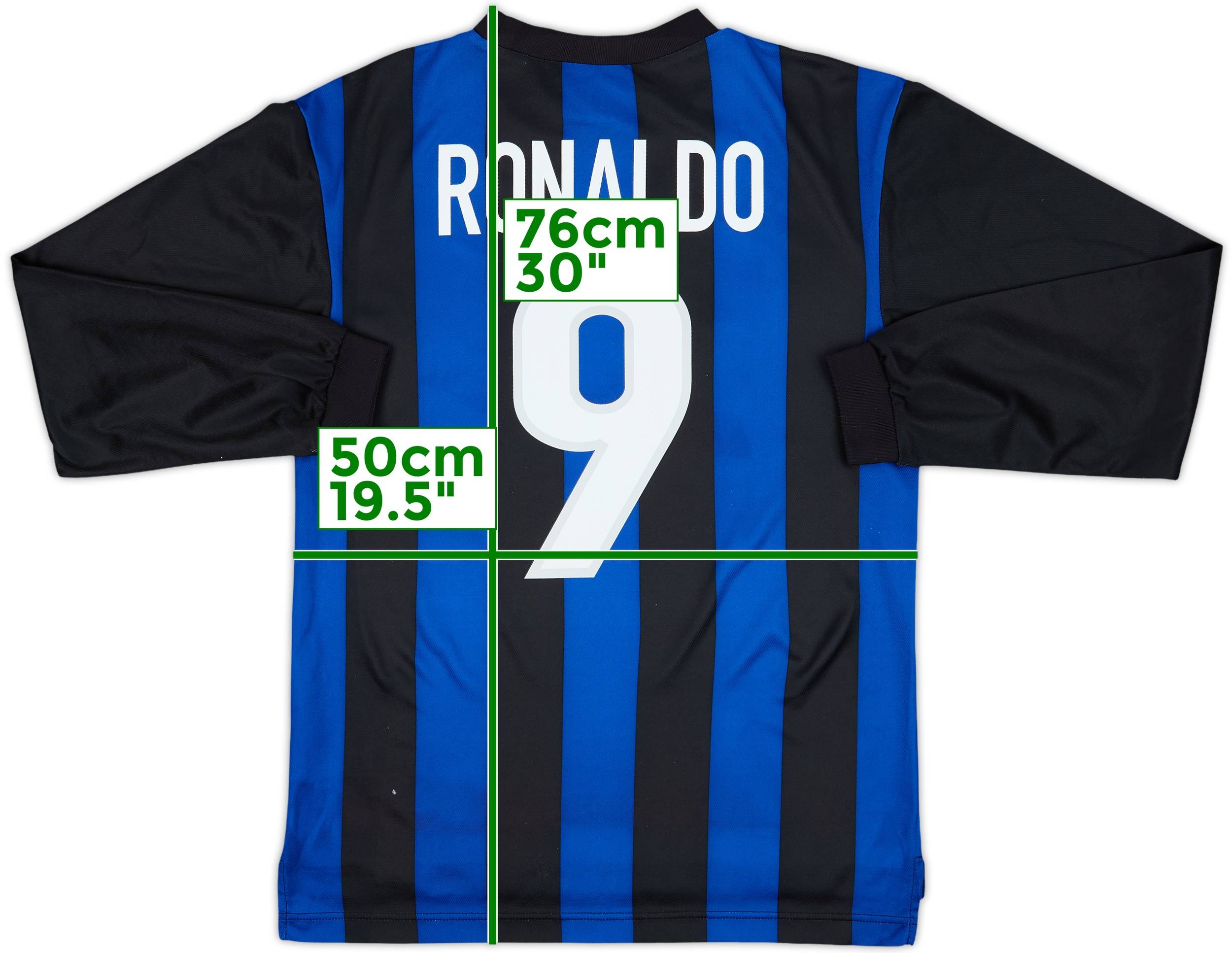 1999-00 Inter Milan Basic Home L/S Shirt Ronaldo #9 - 7/10 - (XL.Boys)
