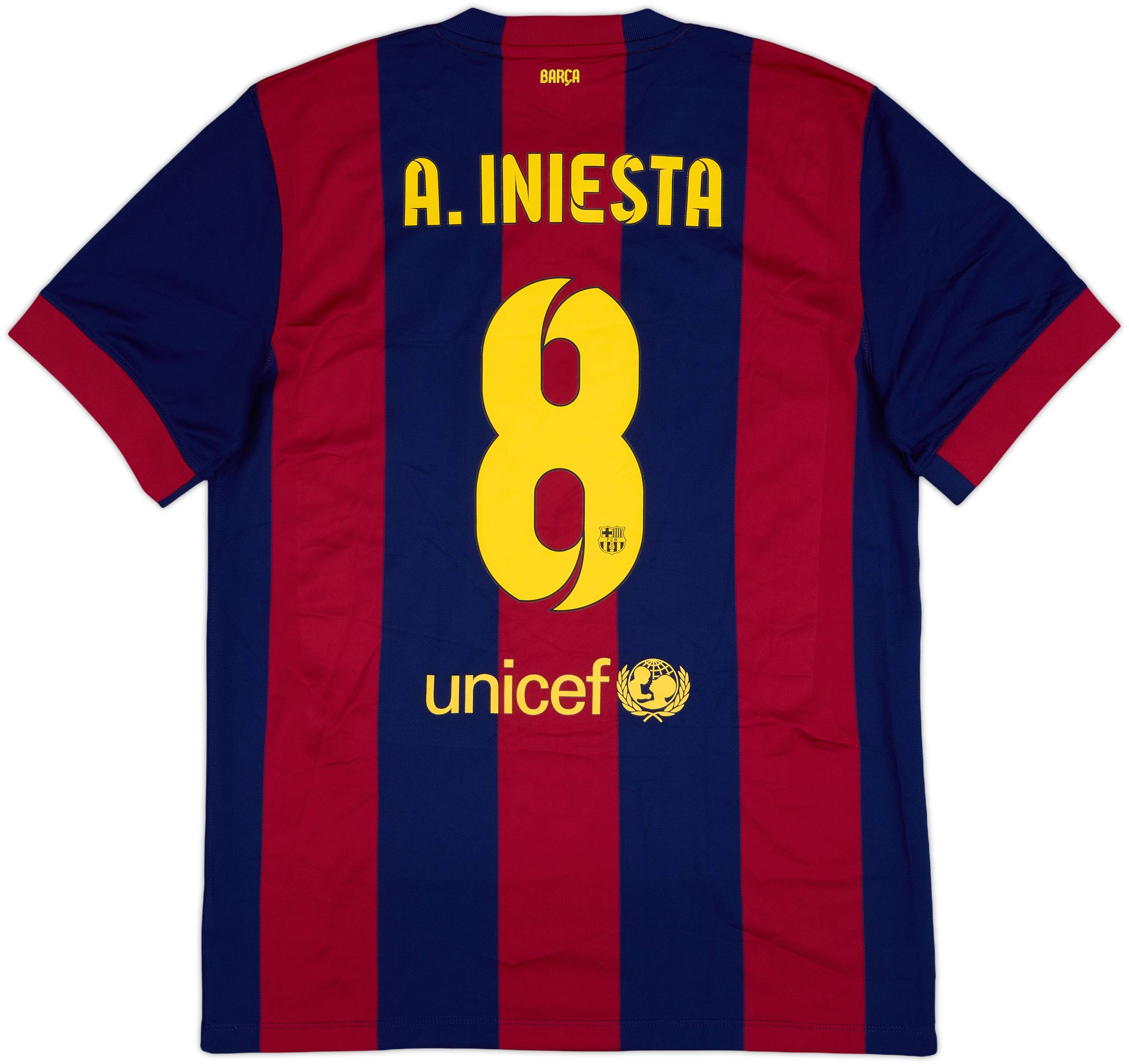2014-15 Barcelona Home Shirt A.Iniesta #8 - 9/10 - (L)