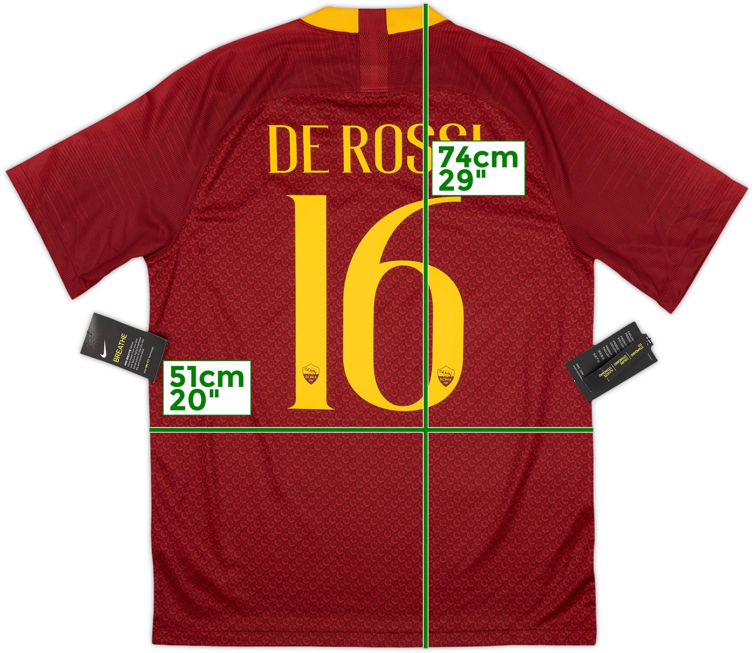 2018-19 Roma Home Shirt De Rossi #16 (M)