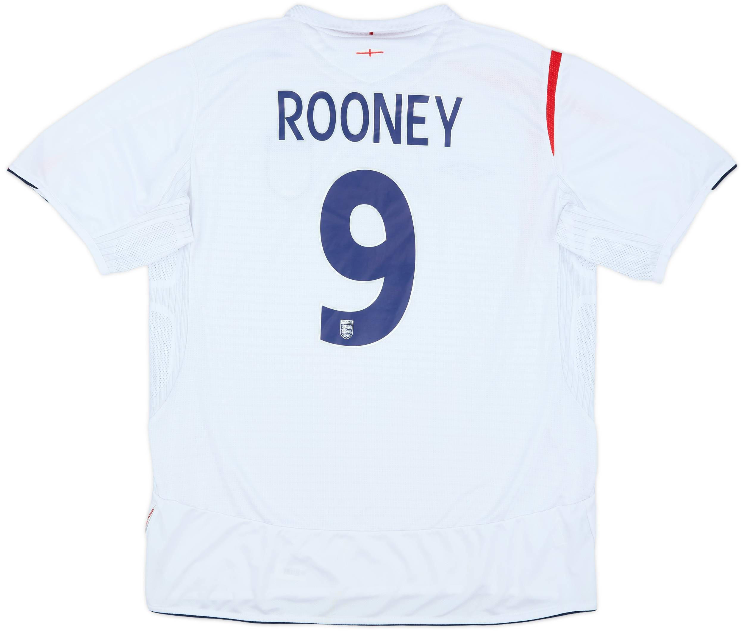 2005-07 England Signed Home Shirt Rooney #9 5/10 (XL)