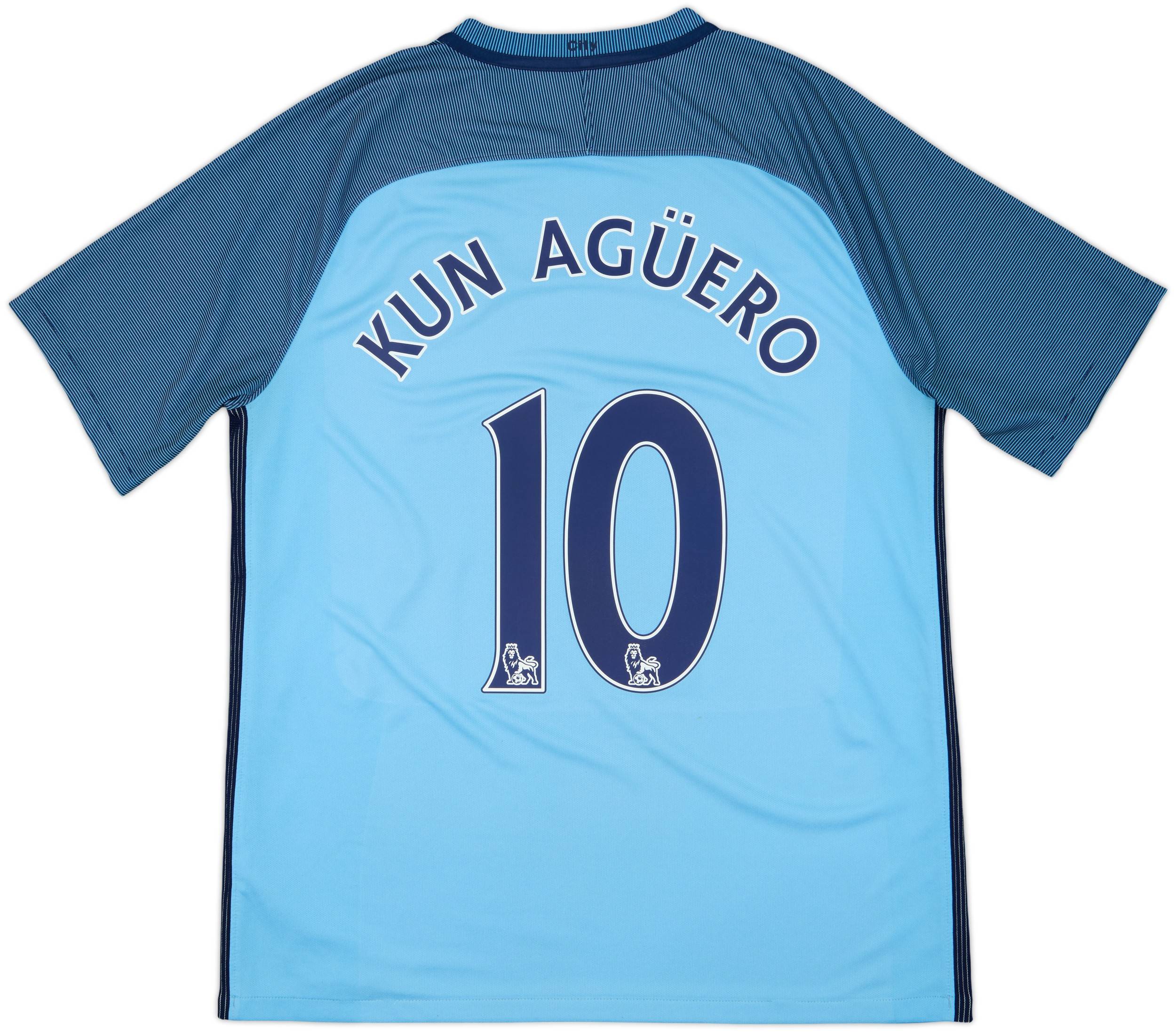 マンチェスター・シティ KUN AGÜERO シャツ 10番 2016-17 Manchester City Home Shirt Kun Aguero #10 - 8/10 - (L)