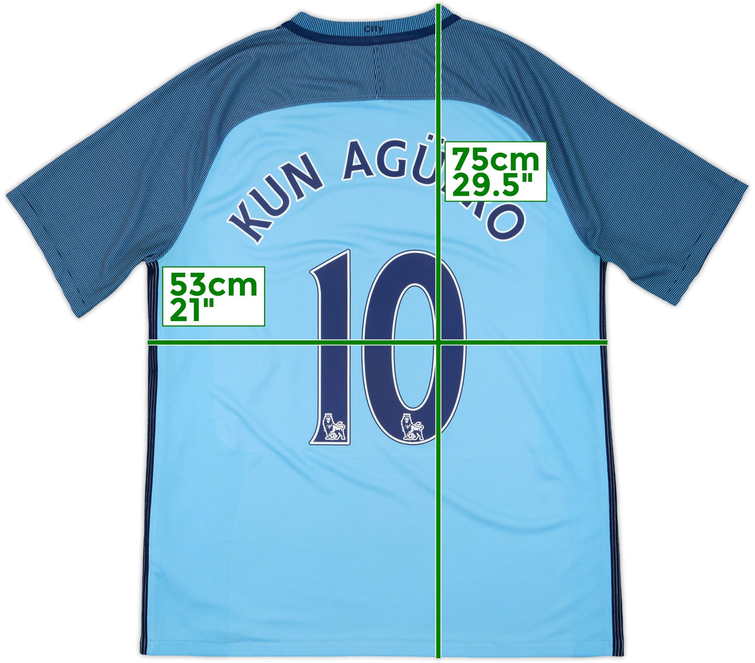 2016-17 Manchester City Home Shirt Kun Aguero #10 - 8/10 - (L)