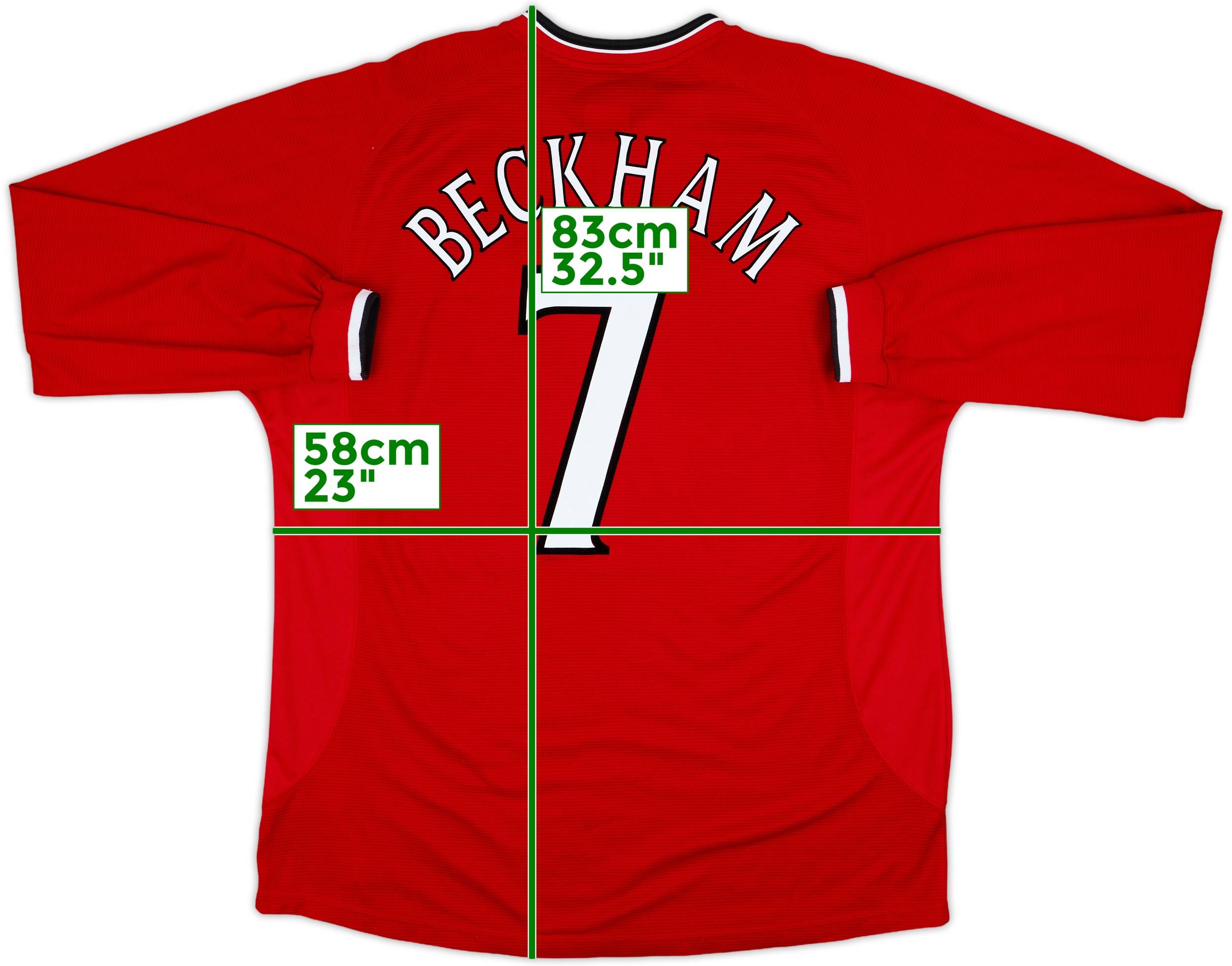 2000-02 Manchester United Home L/S Shirt Beckham #7 - 7/10 - (XL)