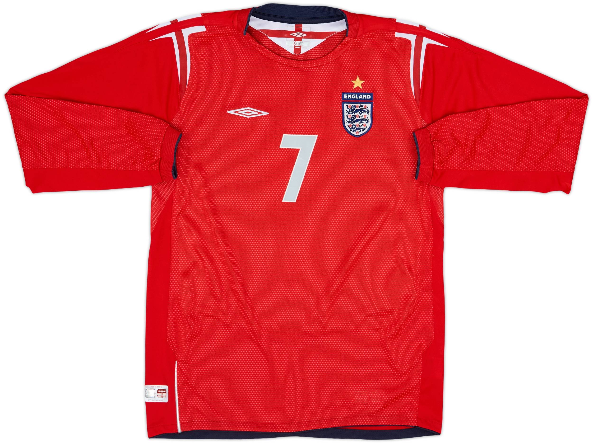 2004-06 England Away L/S Shirt Beckham #7 - 9/10 - (XL.Boys)