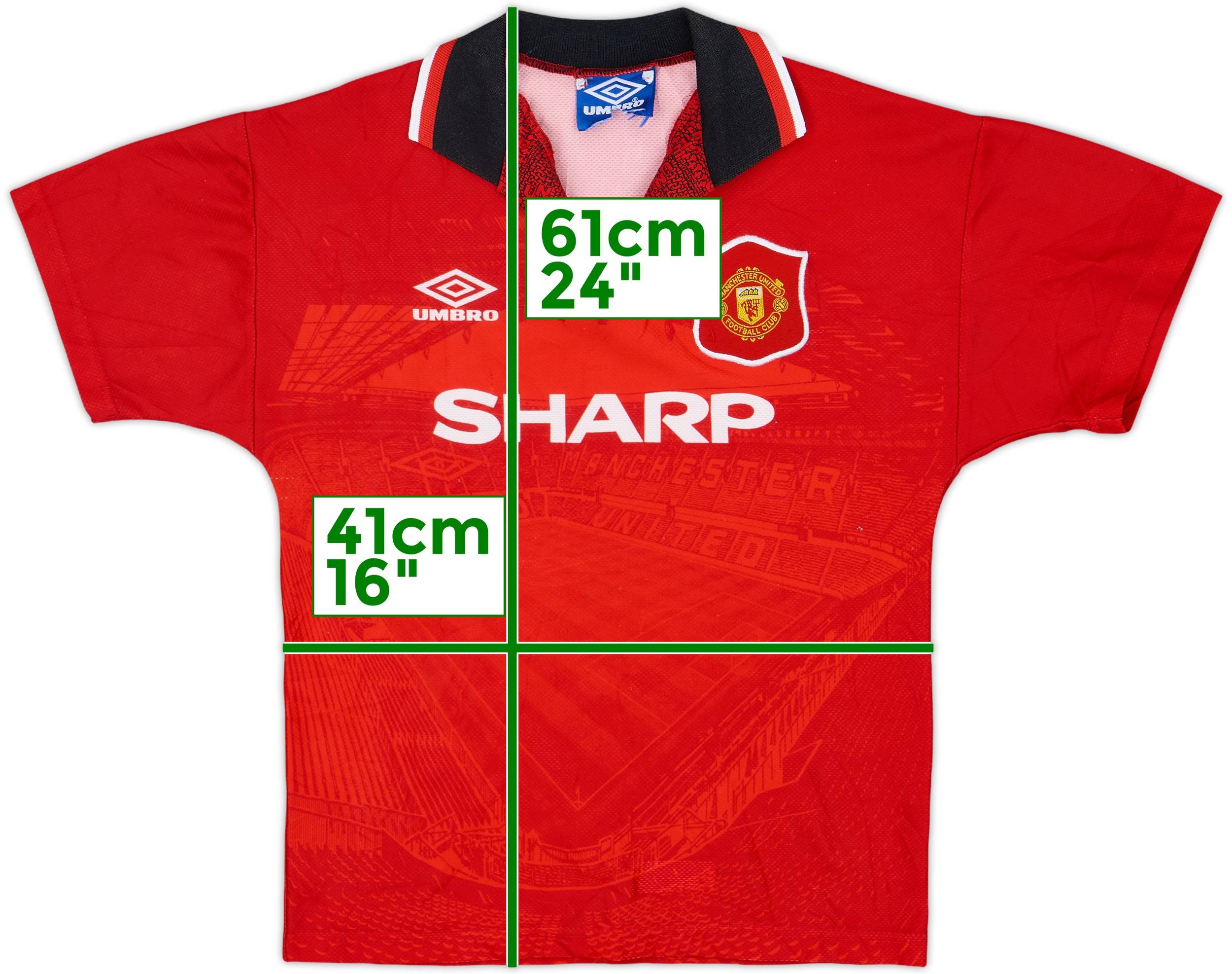 1994-96 Manchester United Home Shirt - 8/10 - (L.Boys)