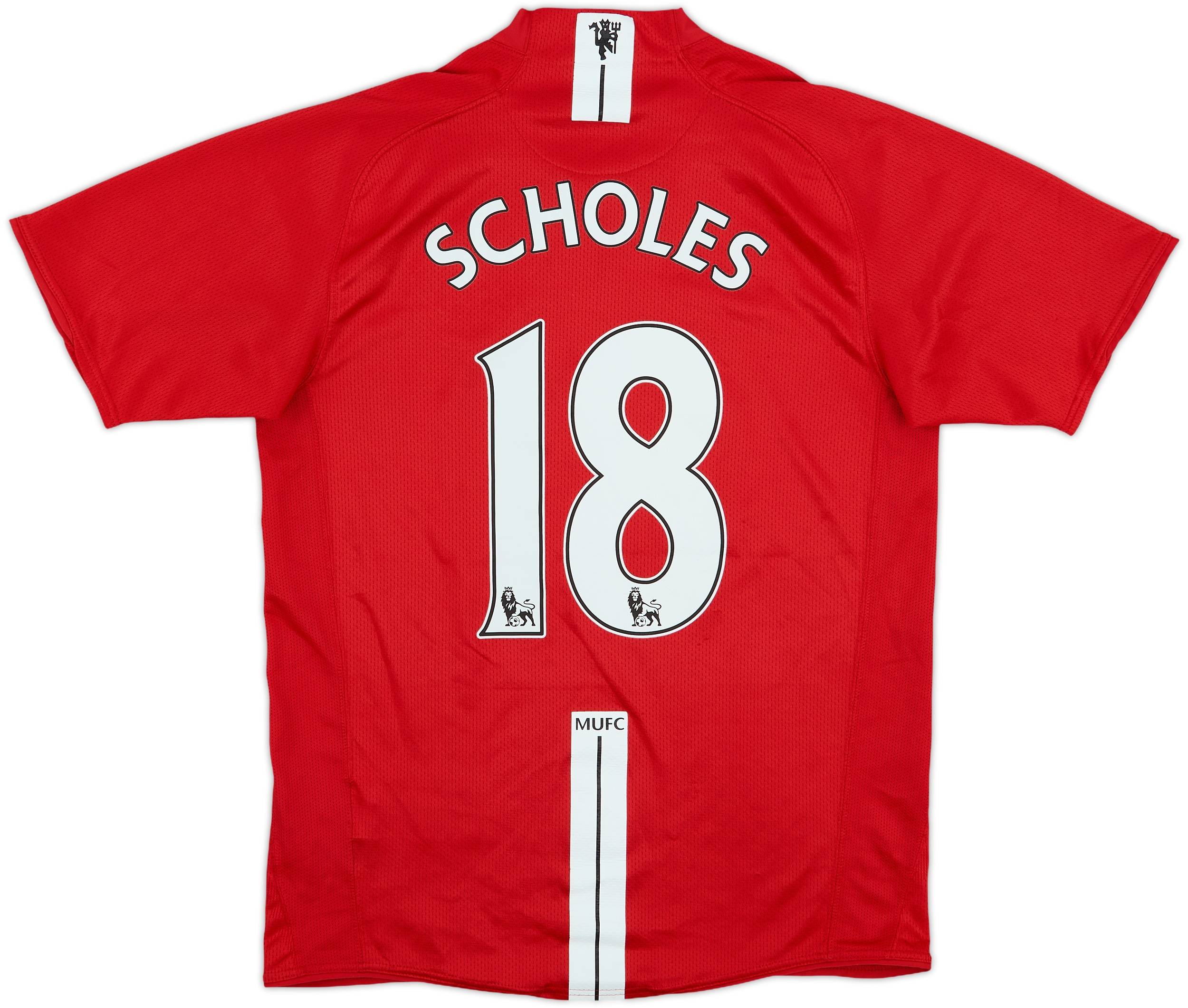 2007-09 Manchester United Home Shirt Scholes #18 - 8/10 - (S)