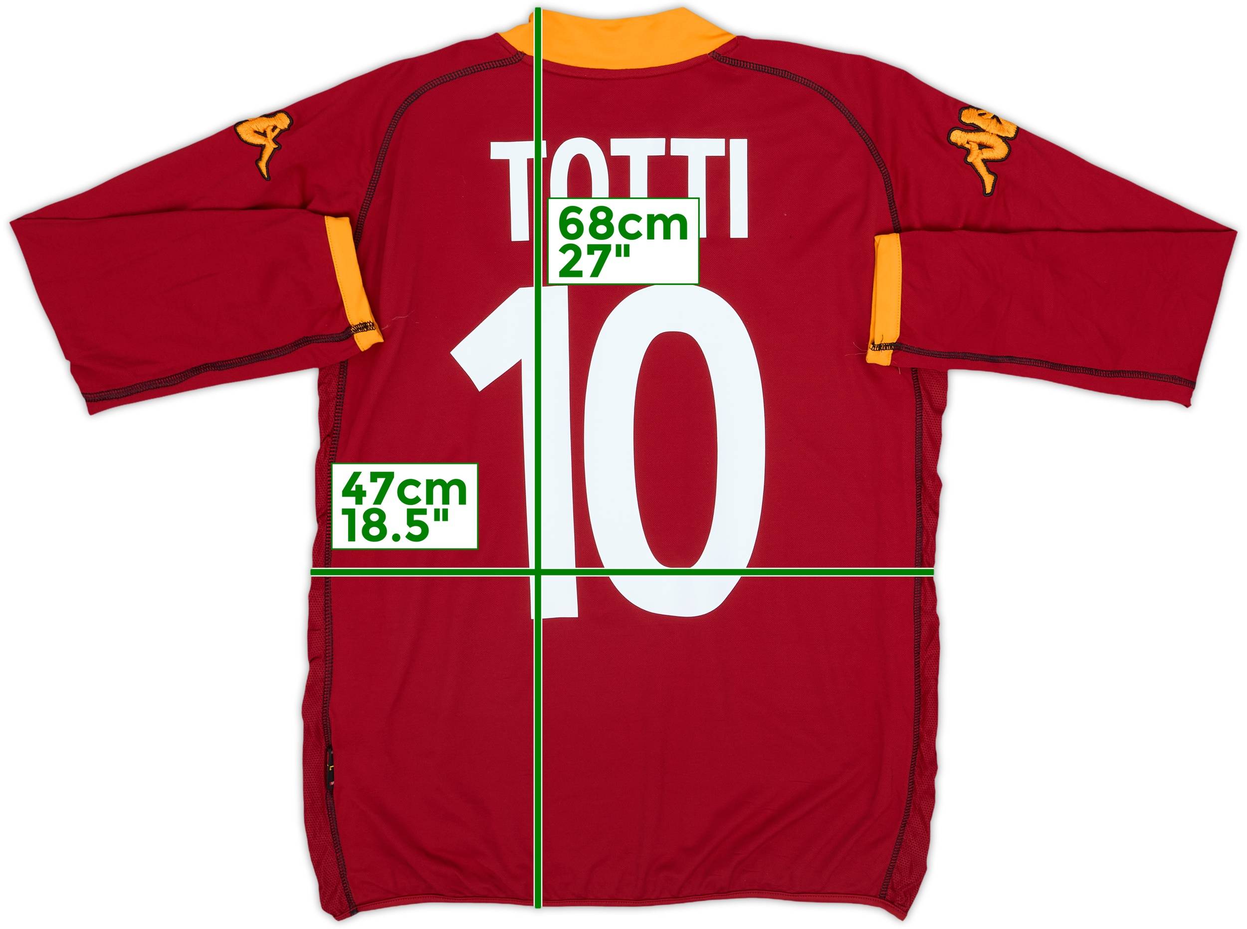 2002-03 Roma Home L/S Shirt Totti #10 - 9/10 - (L)