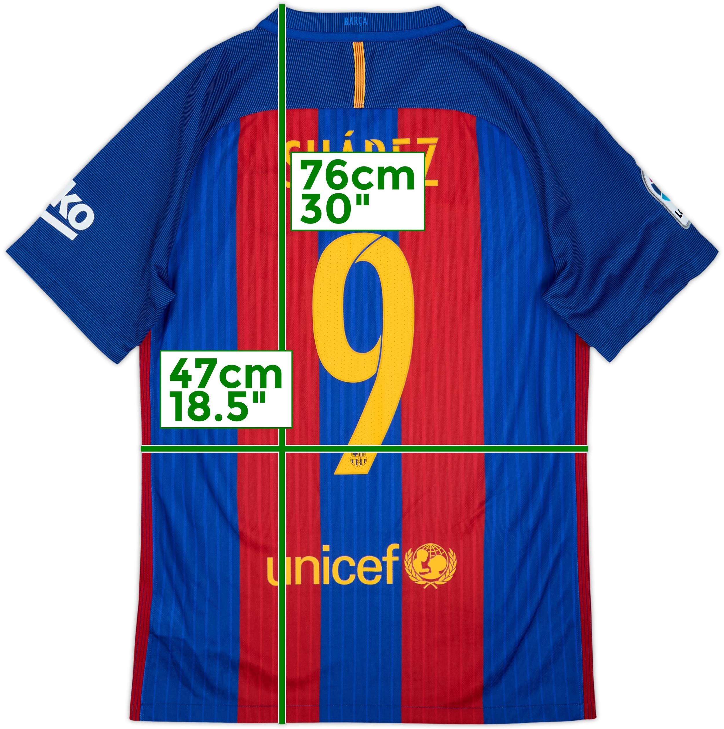 ※正規品　バルセロナ SUÁREZ 9番 シャツ 2016-17 Barcelona Home Shirt Suarez #9 - 8/10 - (S)