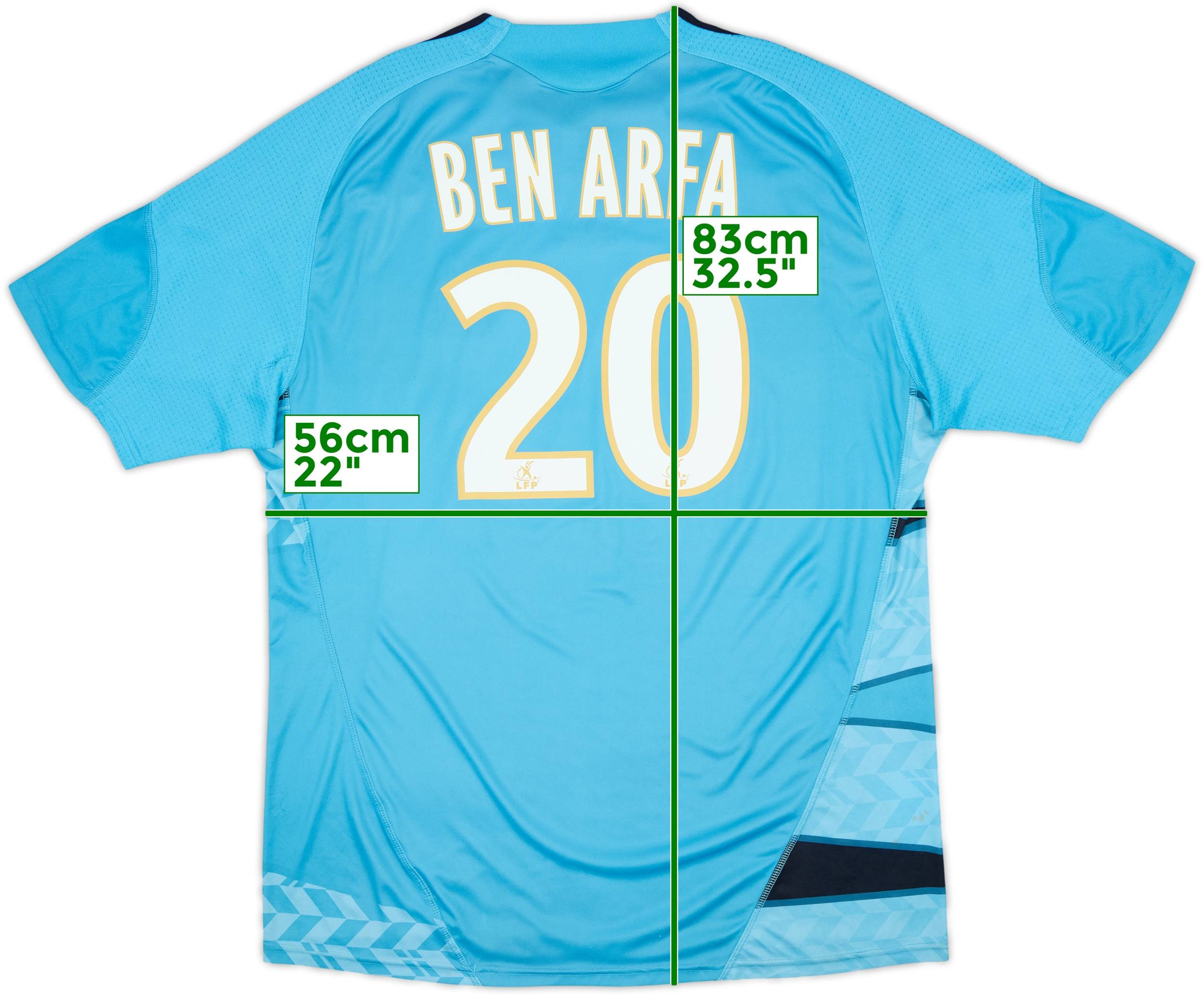 ２００９シーズン　マルセイユ　アウェイ　ベン・アルファ　ユニフォーム 2009-10 Olympique Marseille Away Shirt Ben Arfa #20 - 7/10 - (XL)