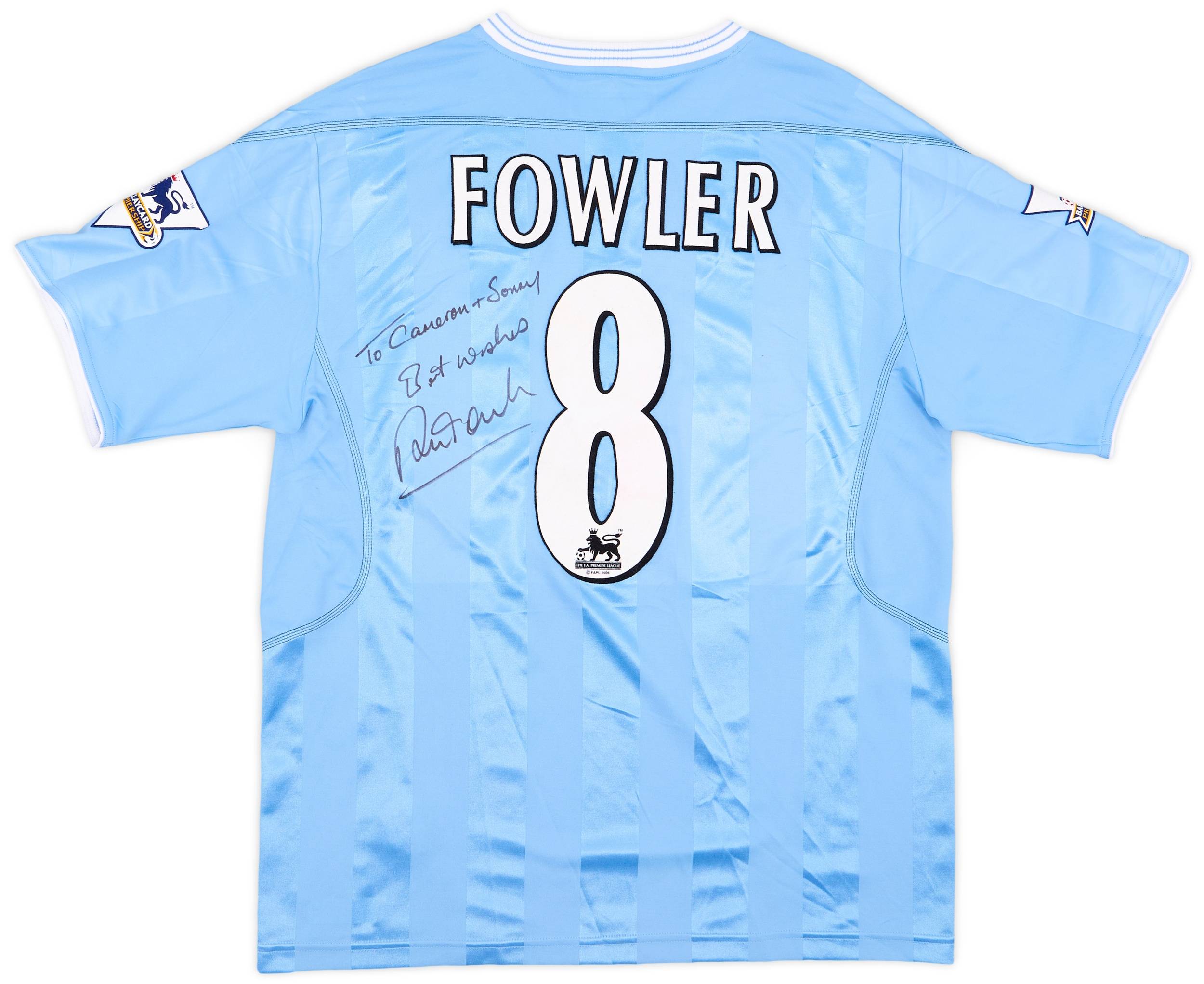 2003-04 Manchester City Match Issue Signed Home Shirt Fowler #8