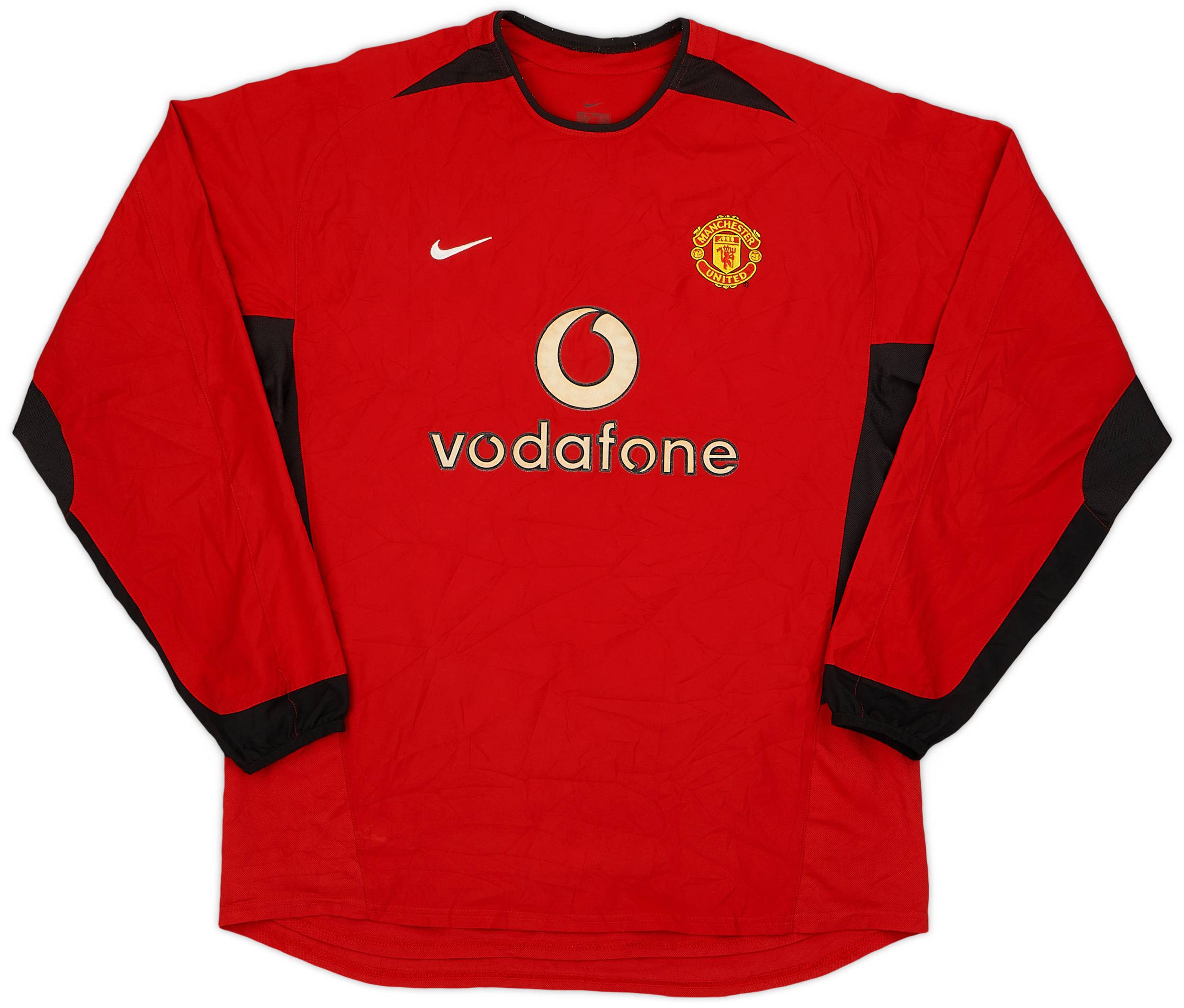 2002-04 Manchester United Home L/S Shirt Beckham #7 - 9/10 - (L)