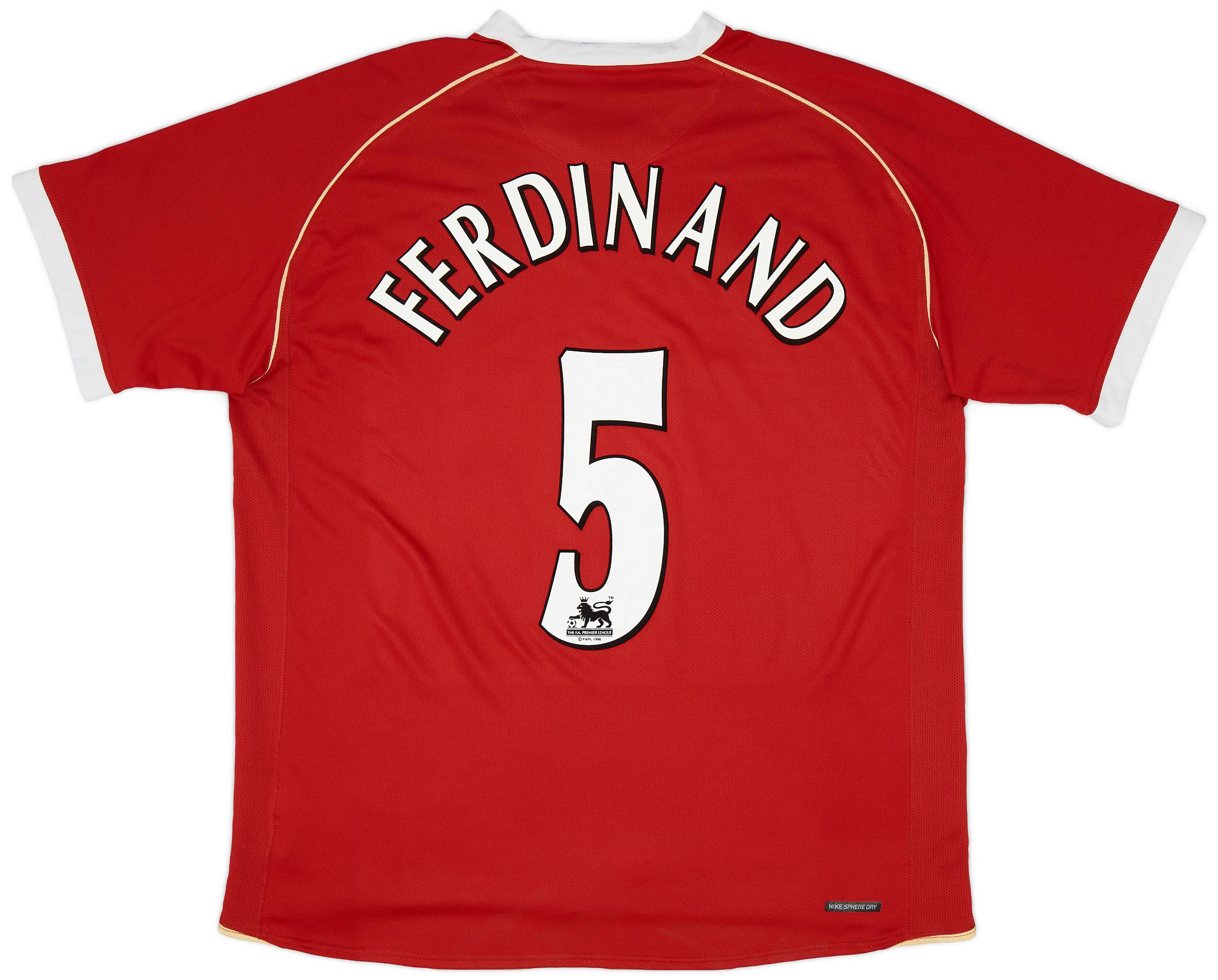 2006-07 Manchester United Home Shirt Ferdinand #5 - 8/10 - (XL)